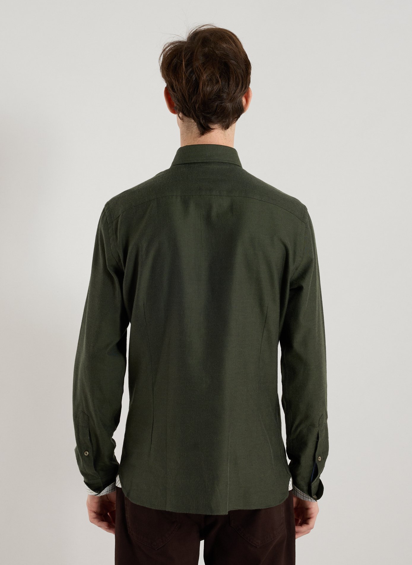 Chemise unie à col américain en coton HACKETT Vert
