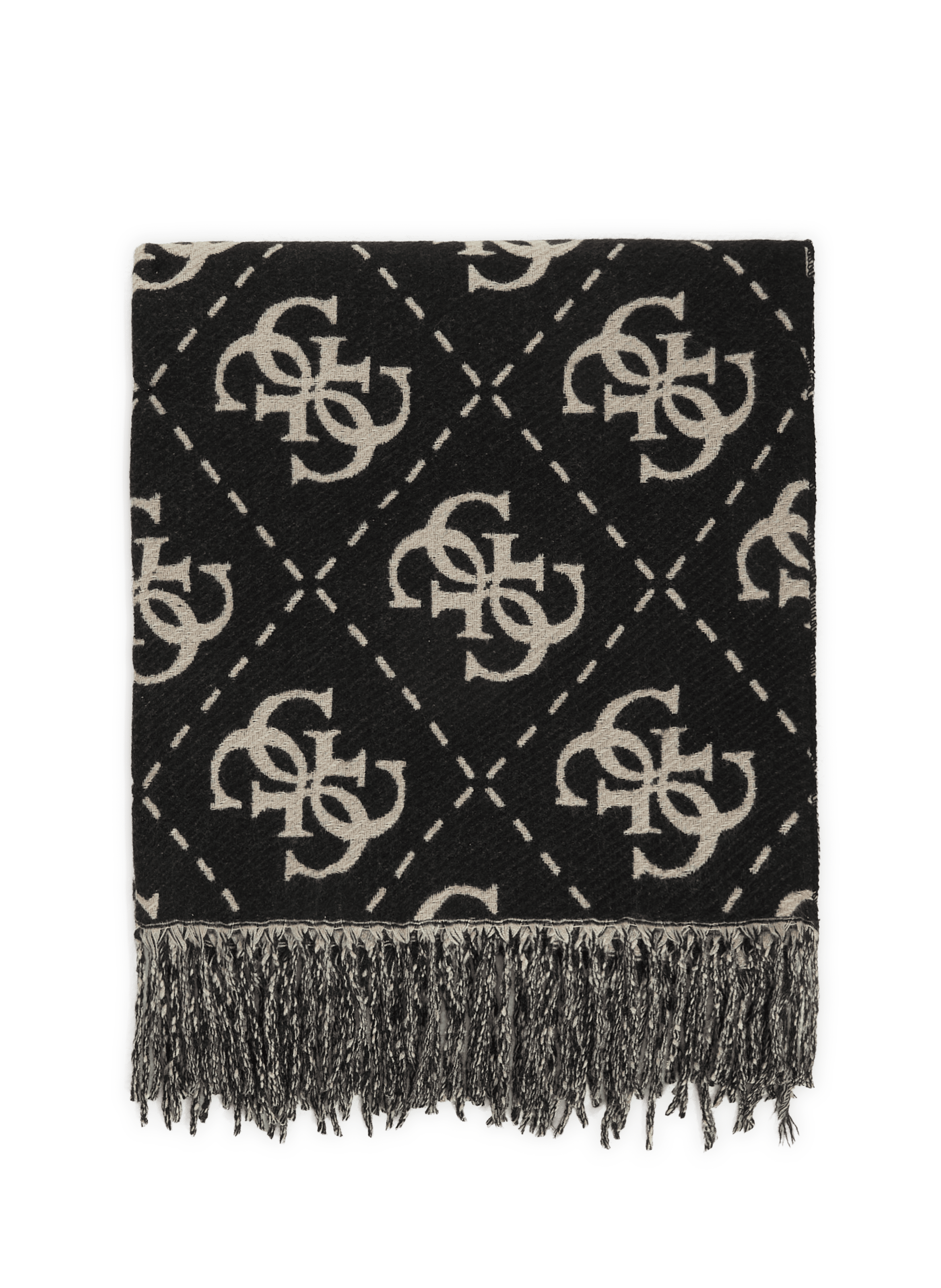 GUESS Echarpe à franges Noir