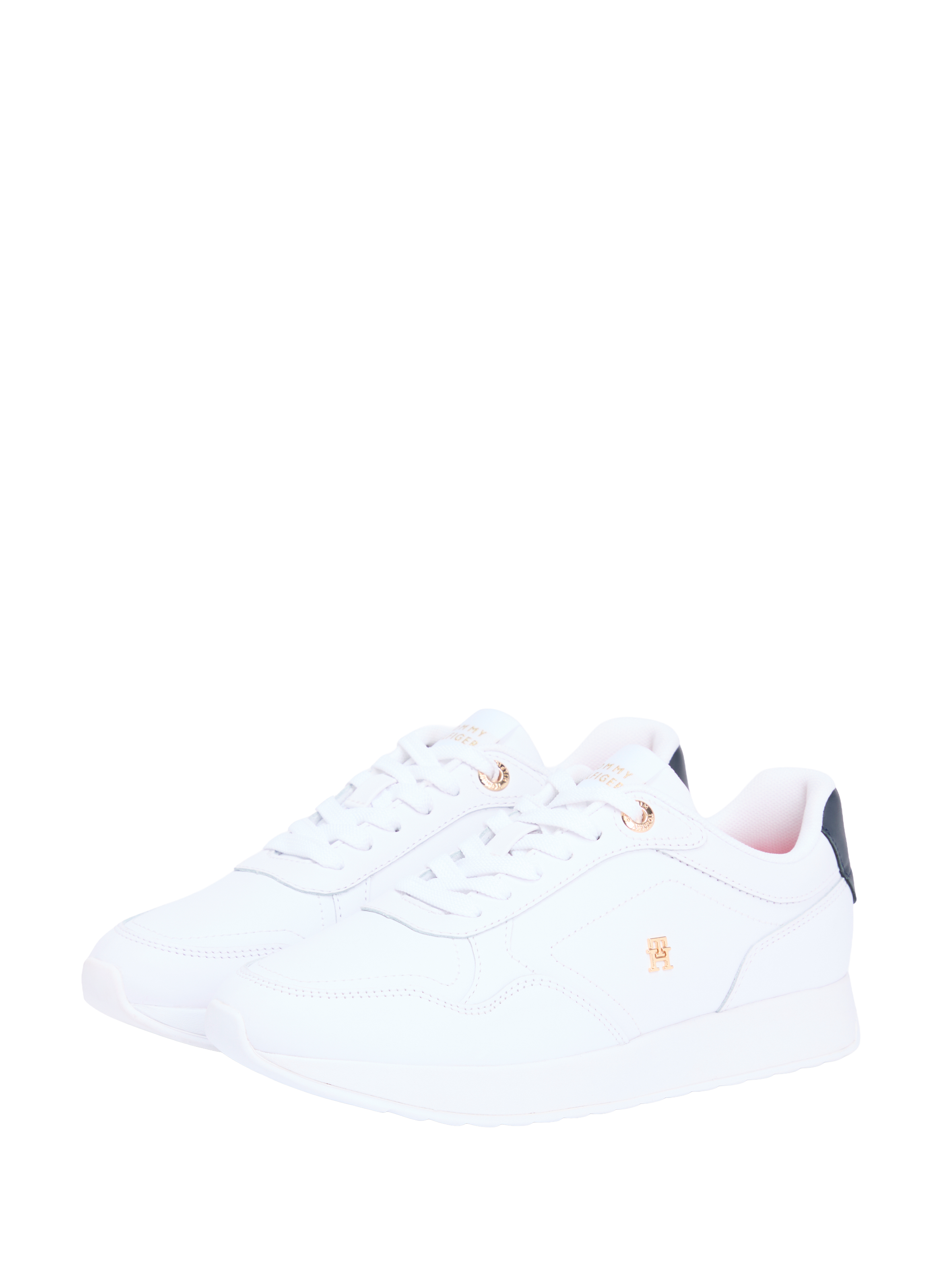 Low lace-up leather sneaker TOMMY HILFIGER White