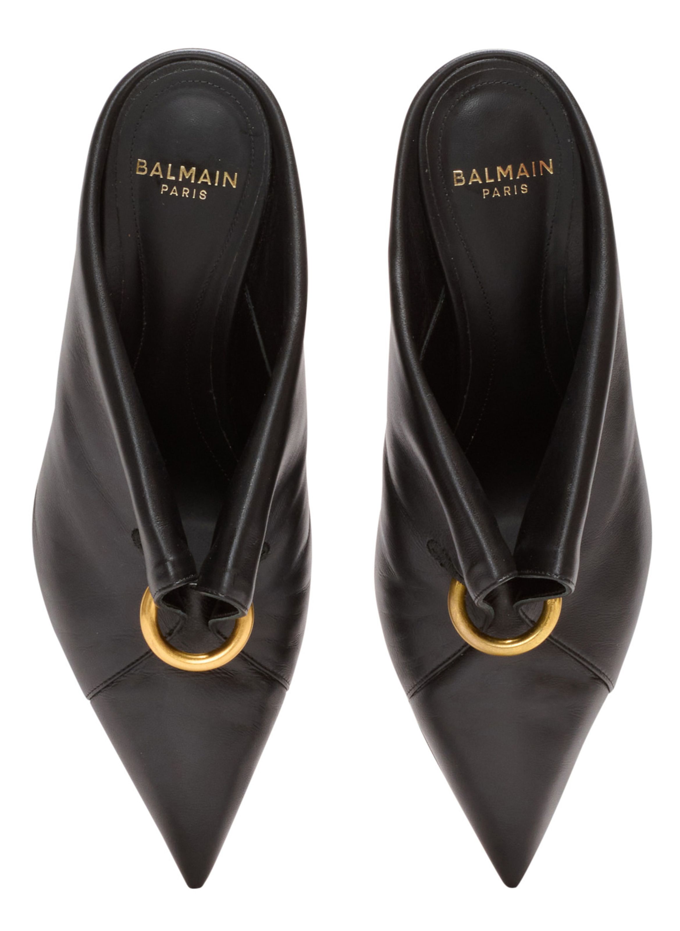 Mules en cuir d’agneau avec piercing à l’avant BALMAIN Noir