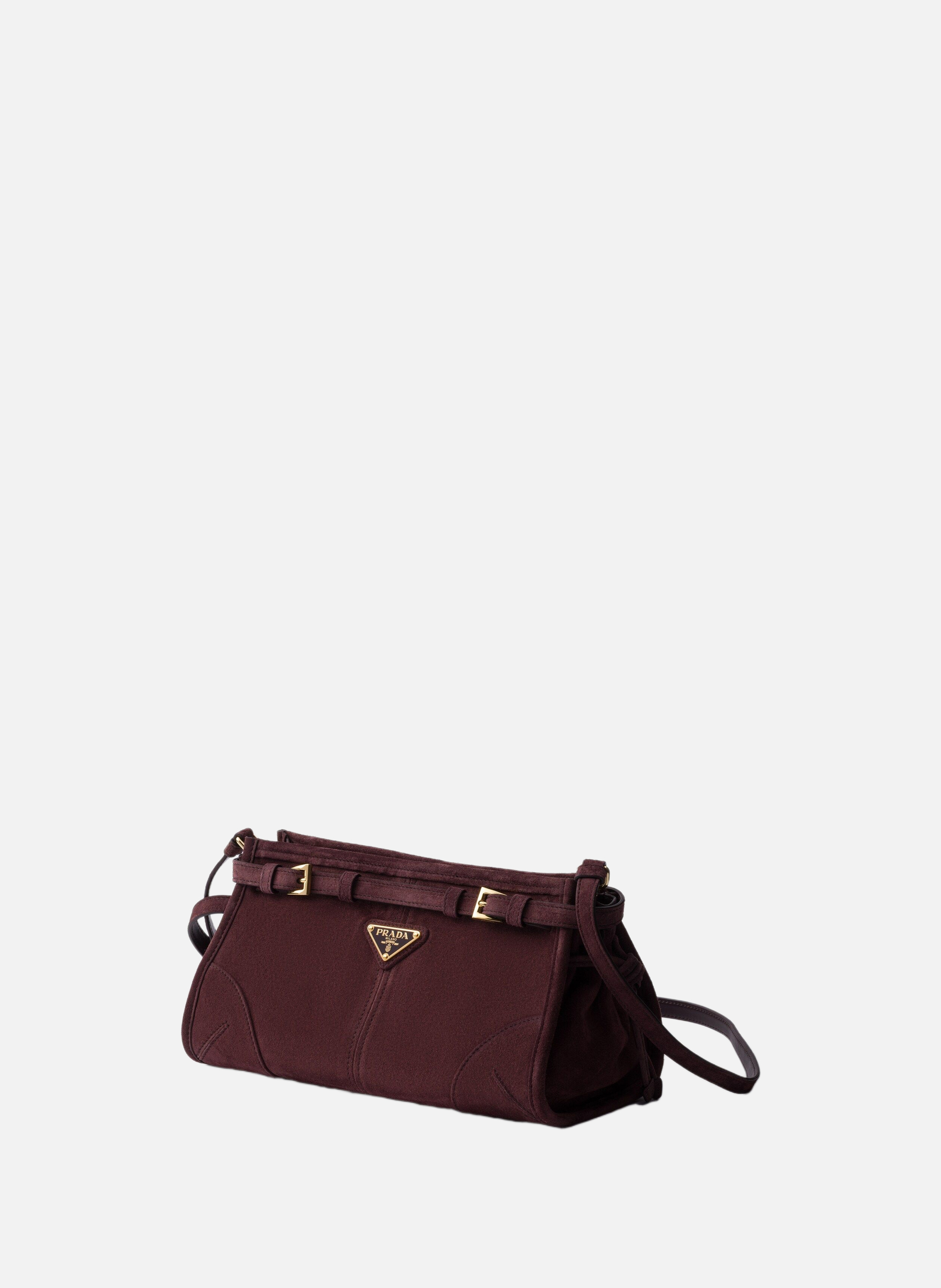 Petit sac porté épaule prada bonnie en daim PRADA Rouge