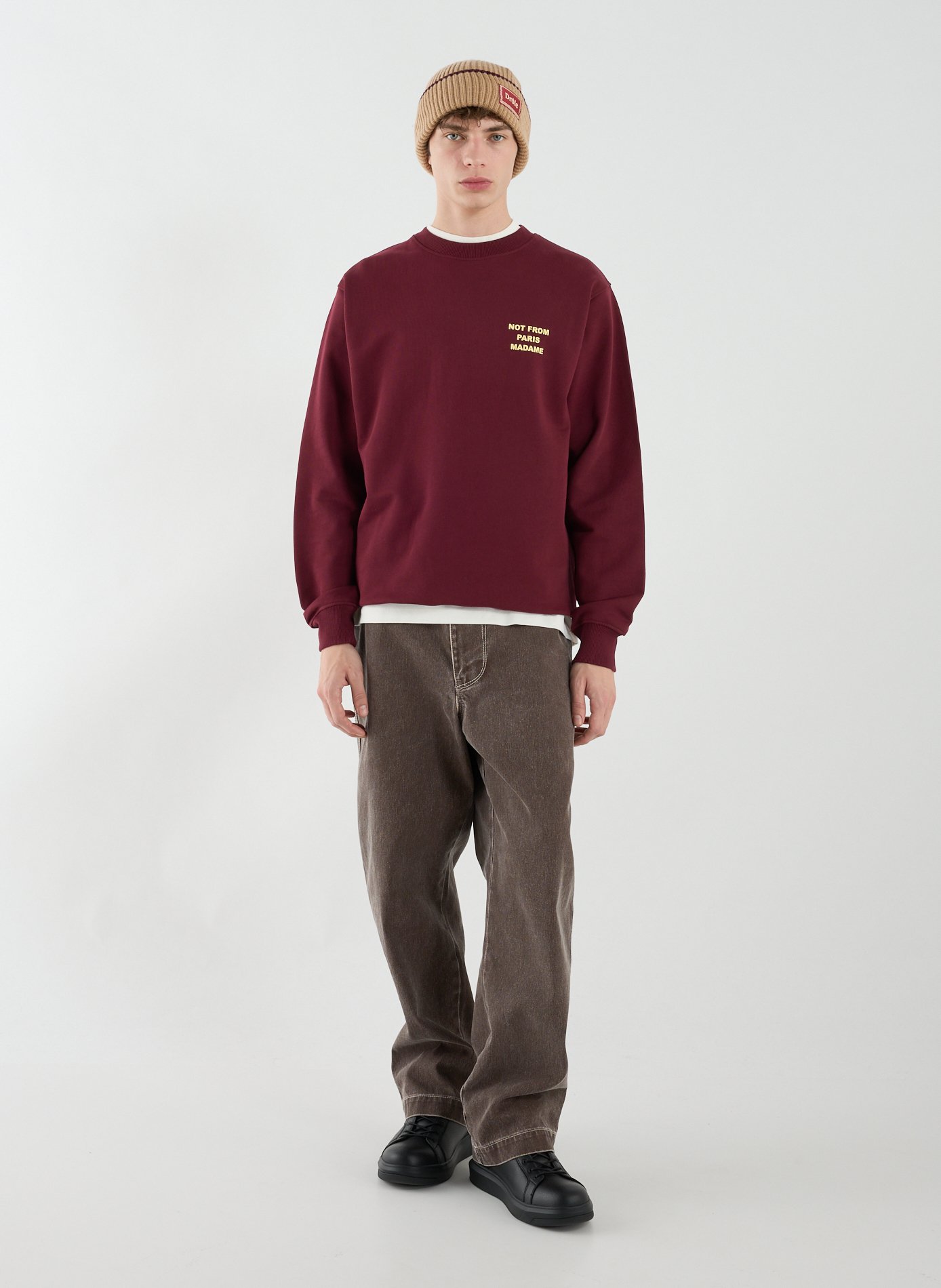 Sweat col rond en coton DROLE DE MONSIEUR Rouge