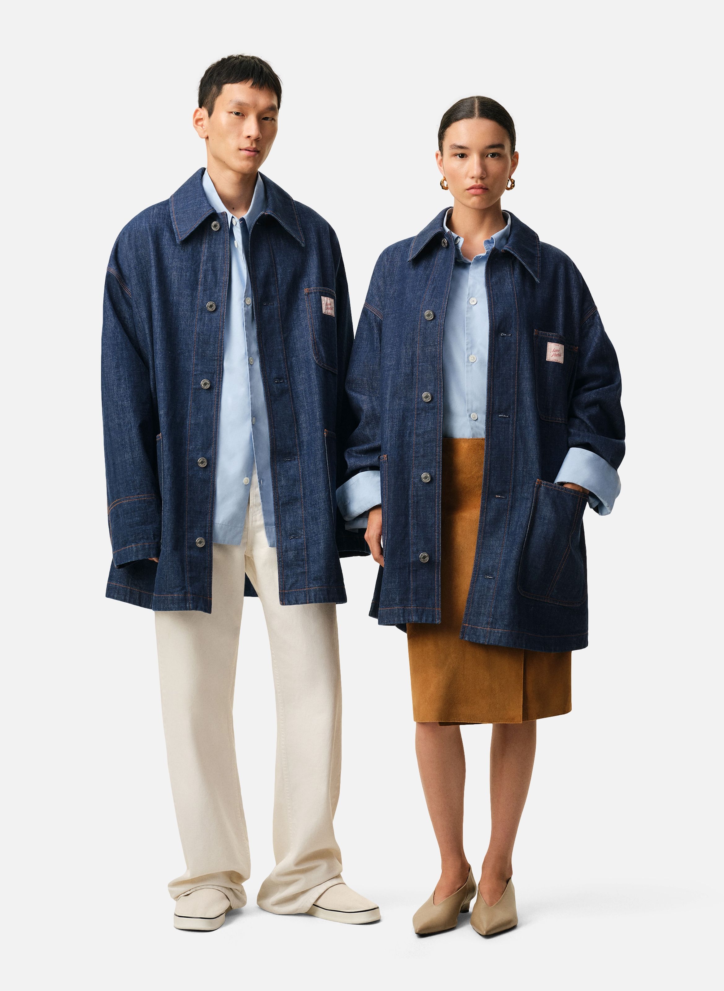 Veste worker unisexe empiècement heritage ami paris unisexe en coton AMI PARIS Bleu