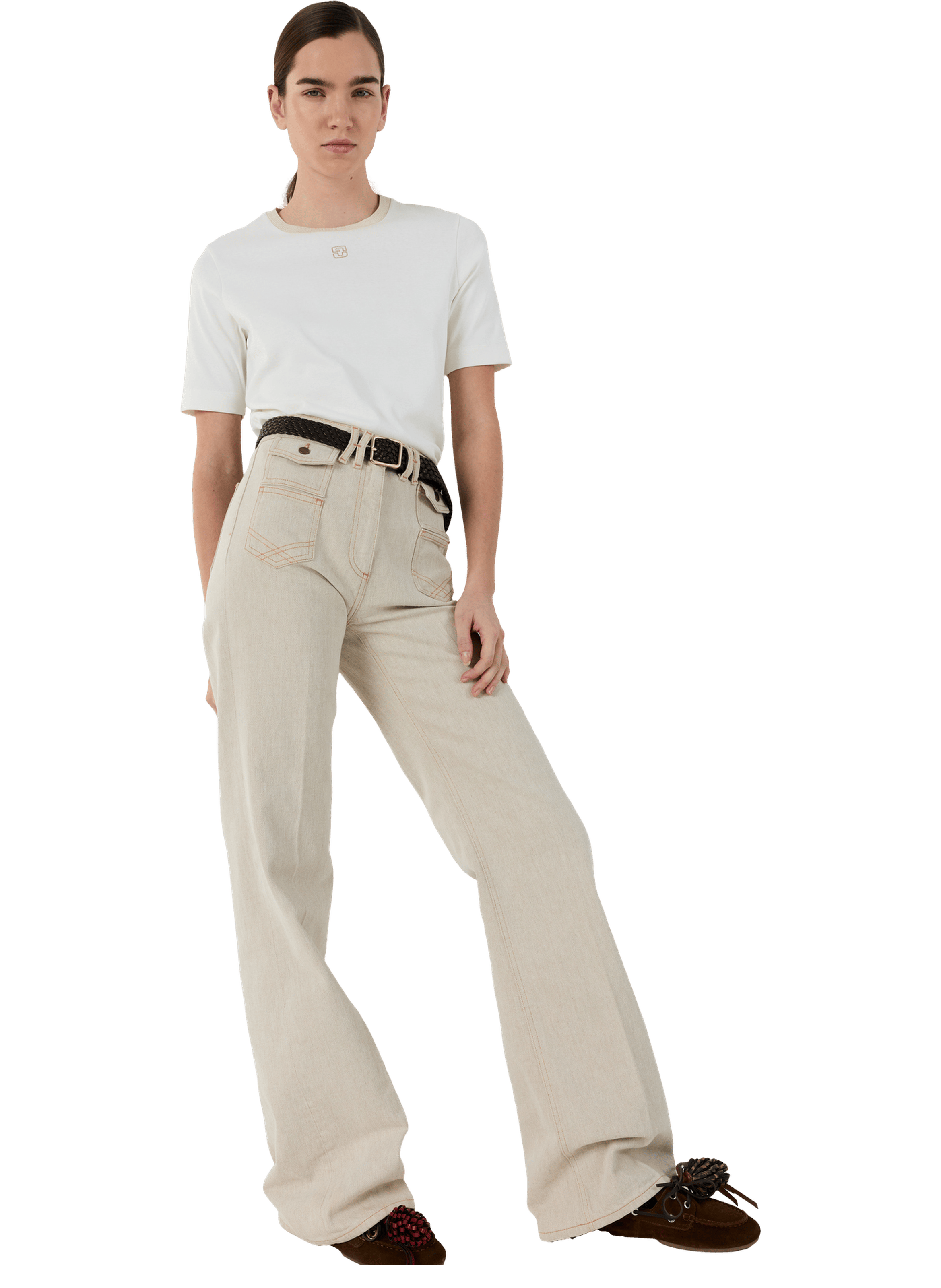 T-shirt en coton et lurex doré - mavie GERARD DAREL Beige