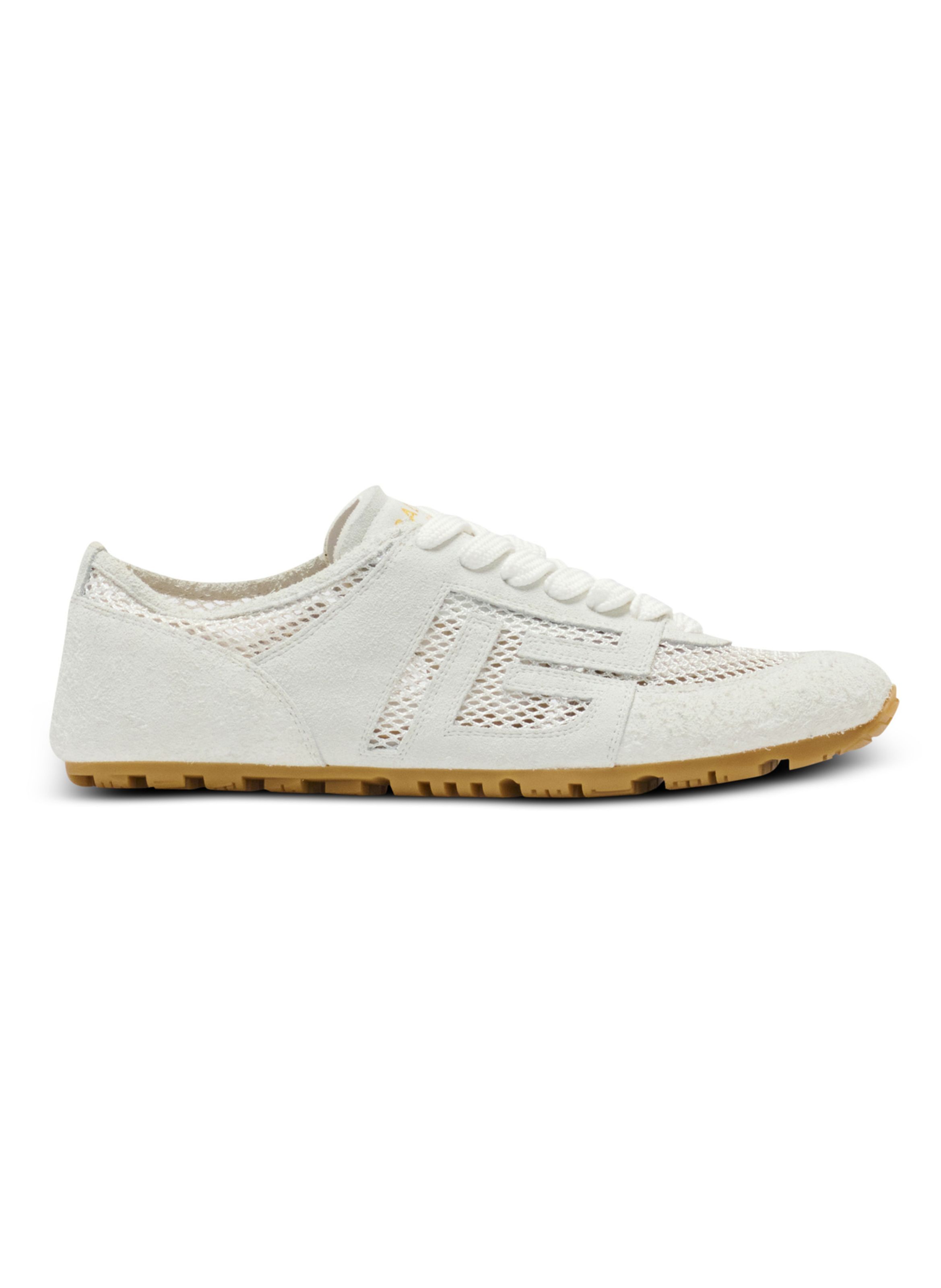Baskets racer 45 en cuir de veau, daim et nylon BALMAIN Blanc