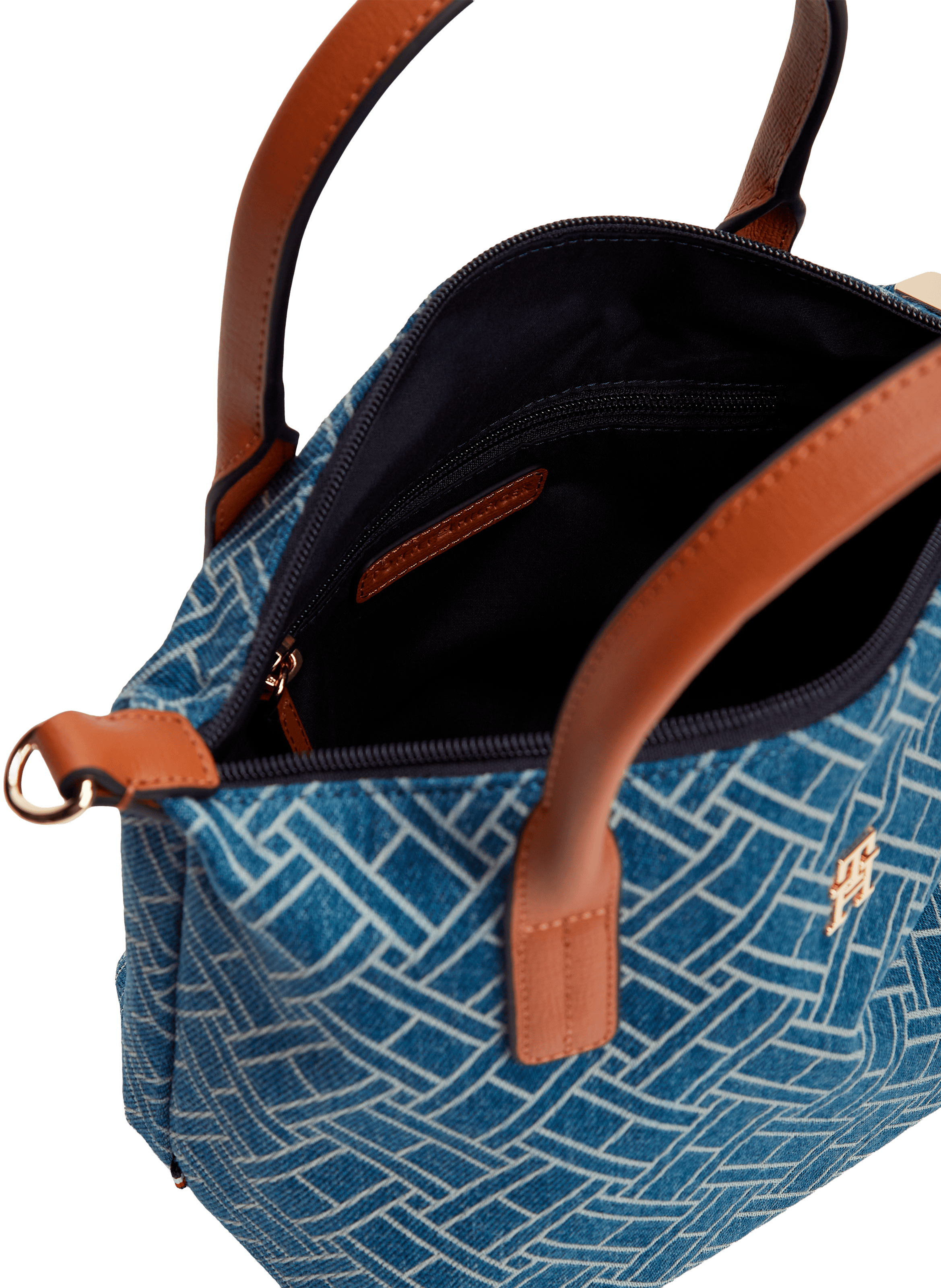 Sac à main à imprimé monogramme en coton TOMMY HILFIGER Bleu