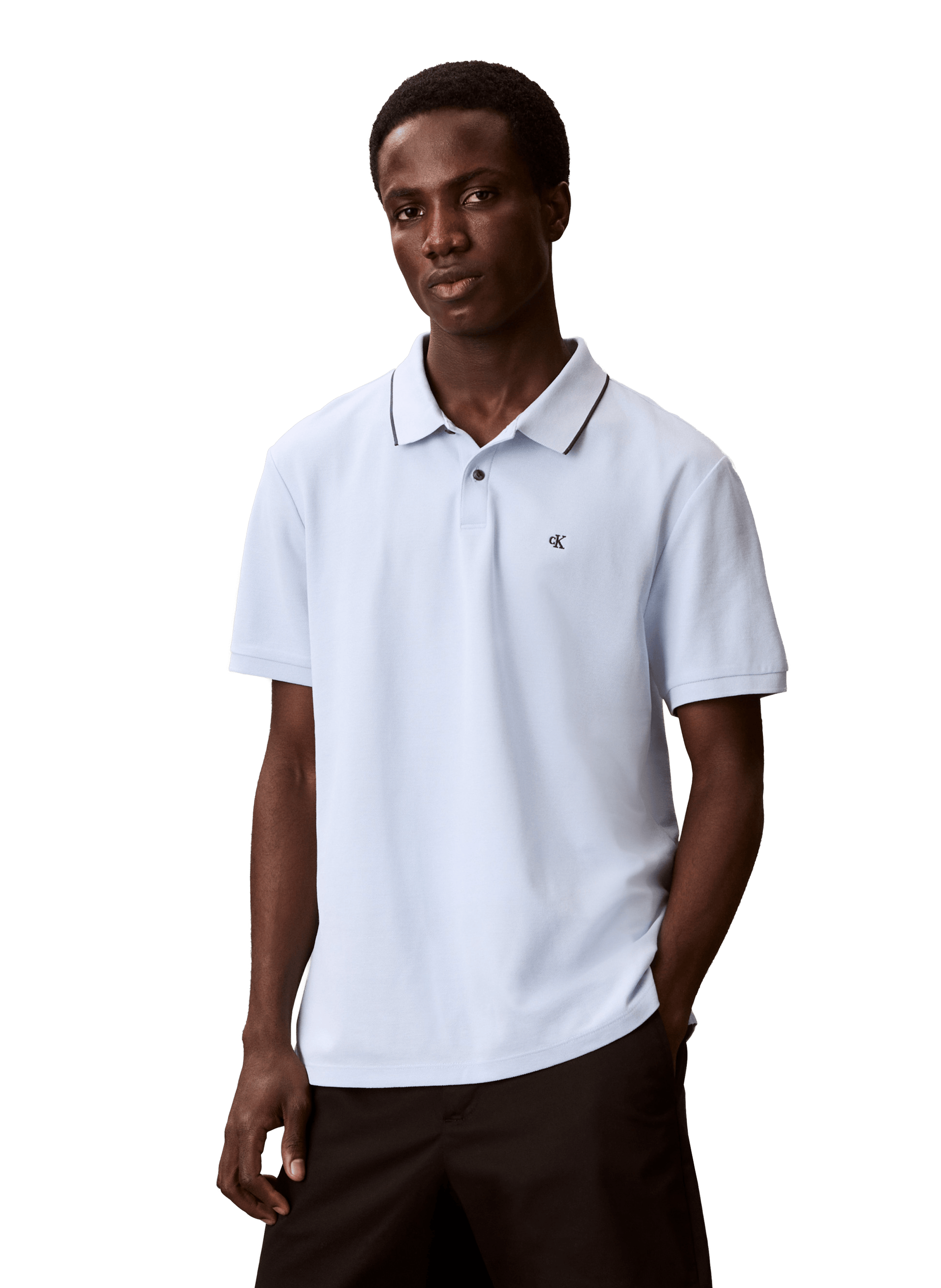 Polo à manches courtes en coton CALVIN KLEIN Bleu