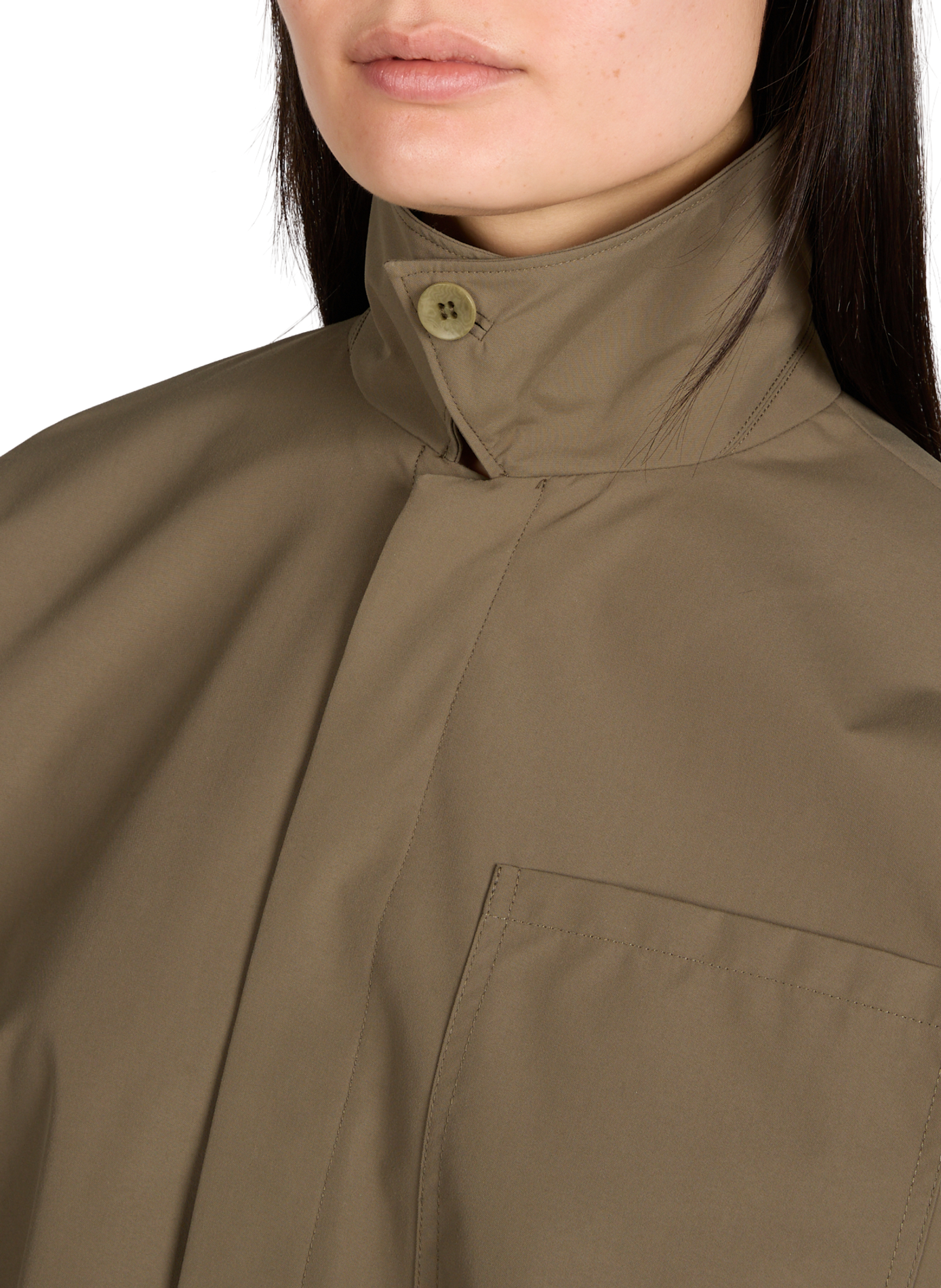 Fitted jacket with classic collar TIBI Khaki