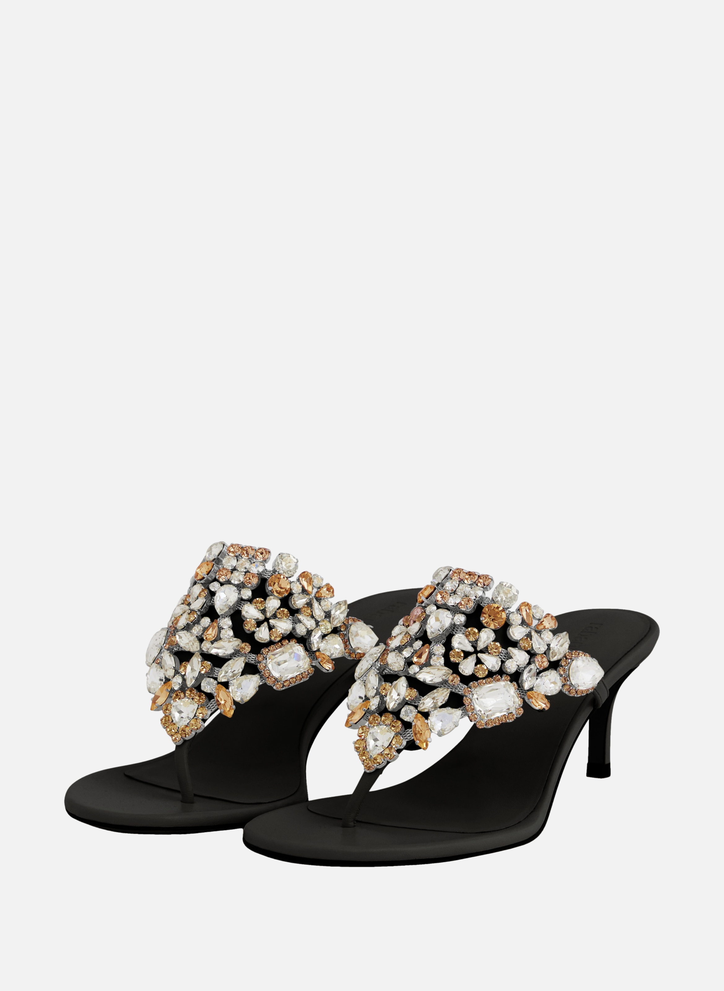 Sandales à talons avec strass RABANNE Noir