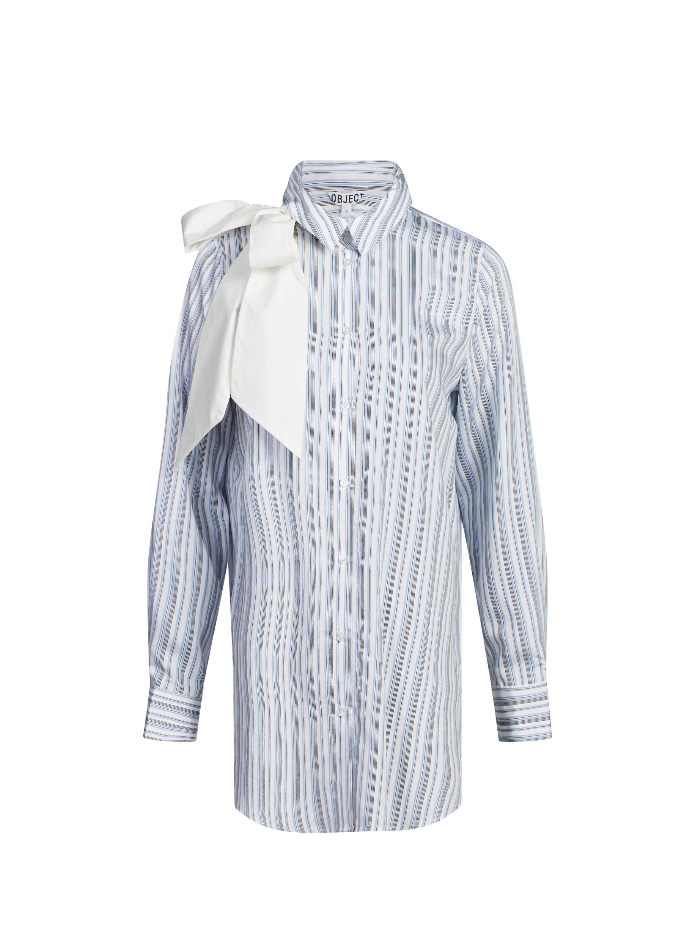Shirt with stripes and bow OBJECT White