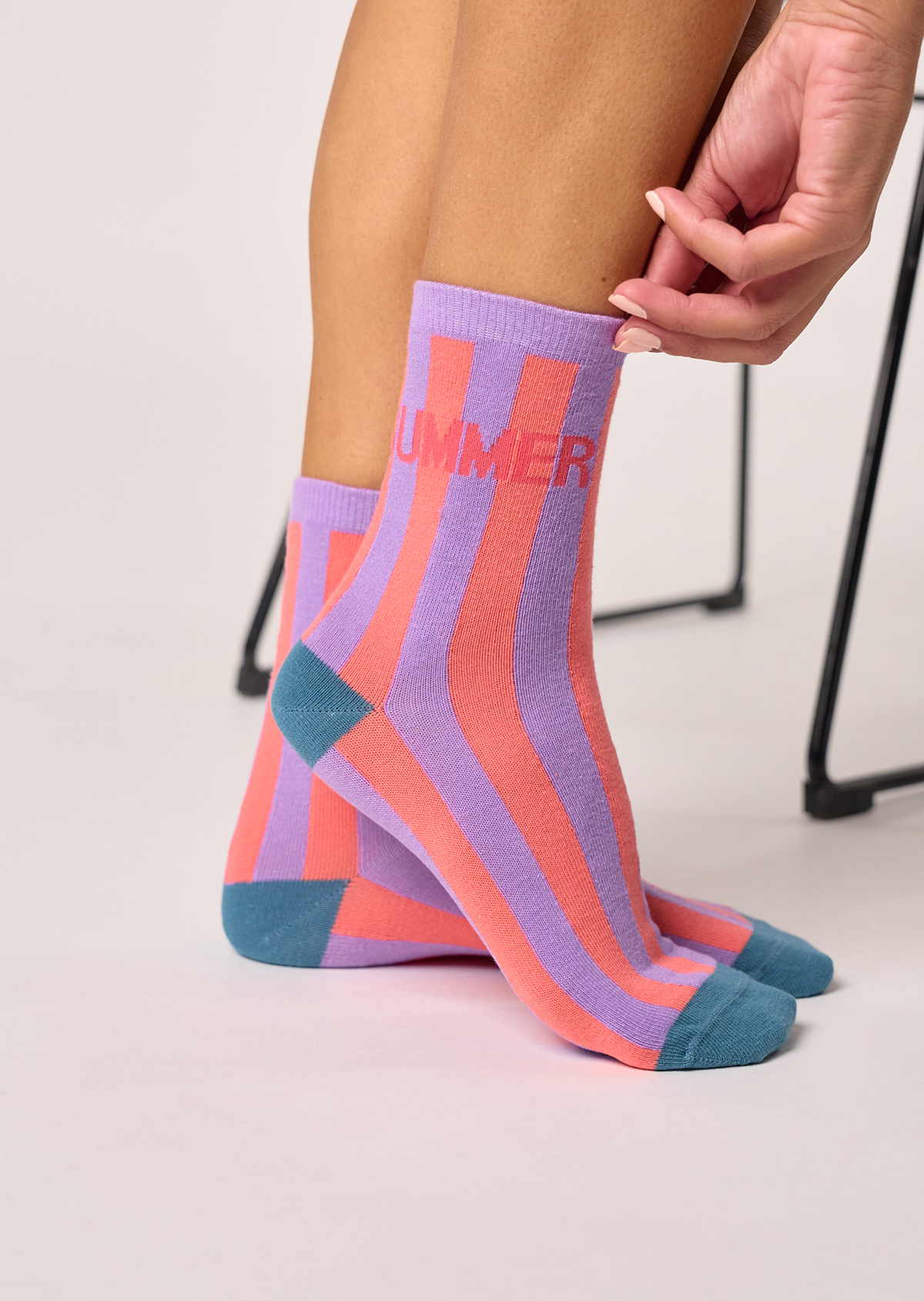 Chaussettes en coton peigné rayées BILLYBELT Violet