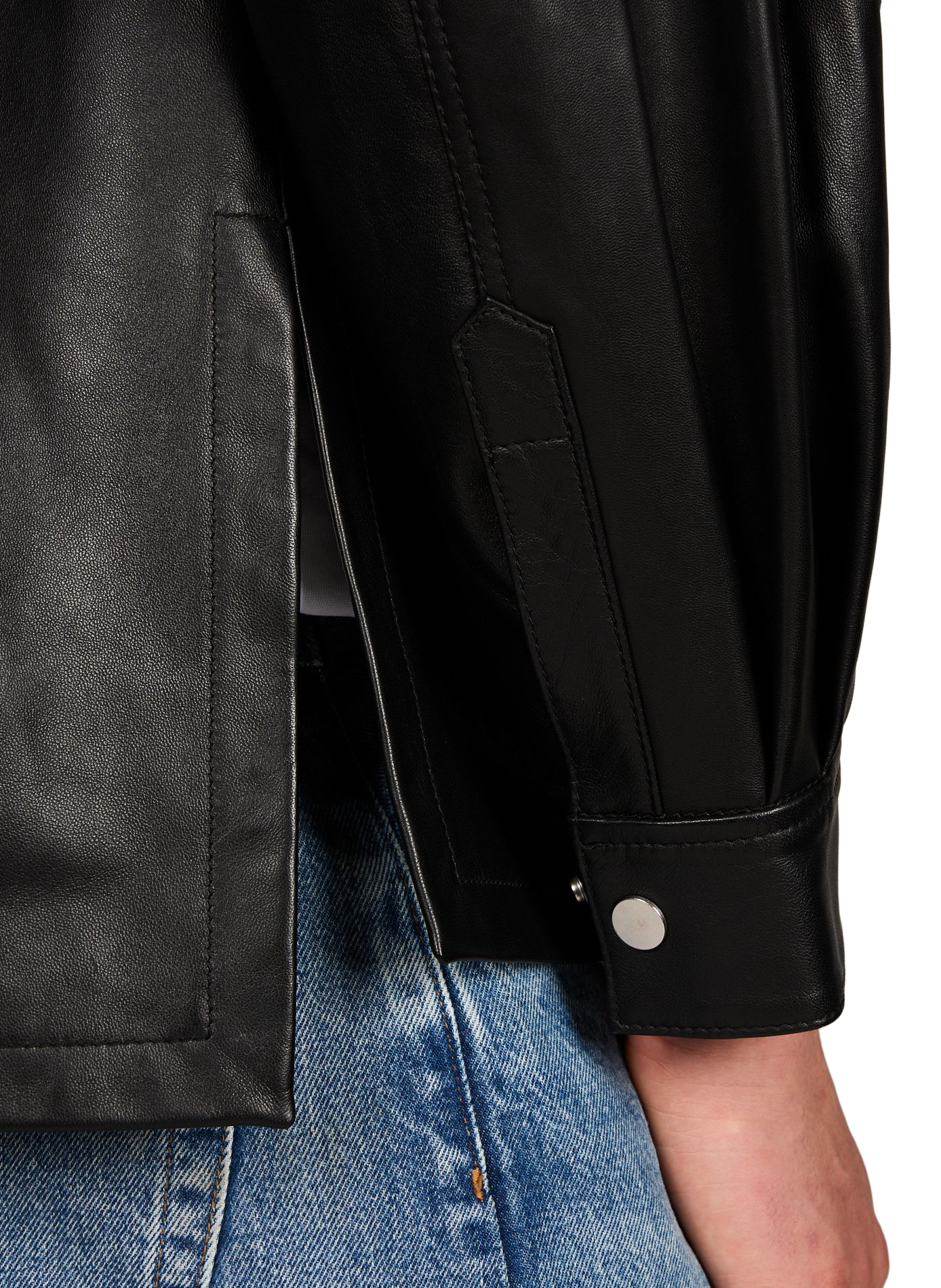 Blouson droit boutonné en cuir MORDECAI Noir