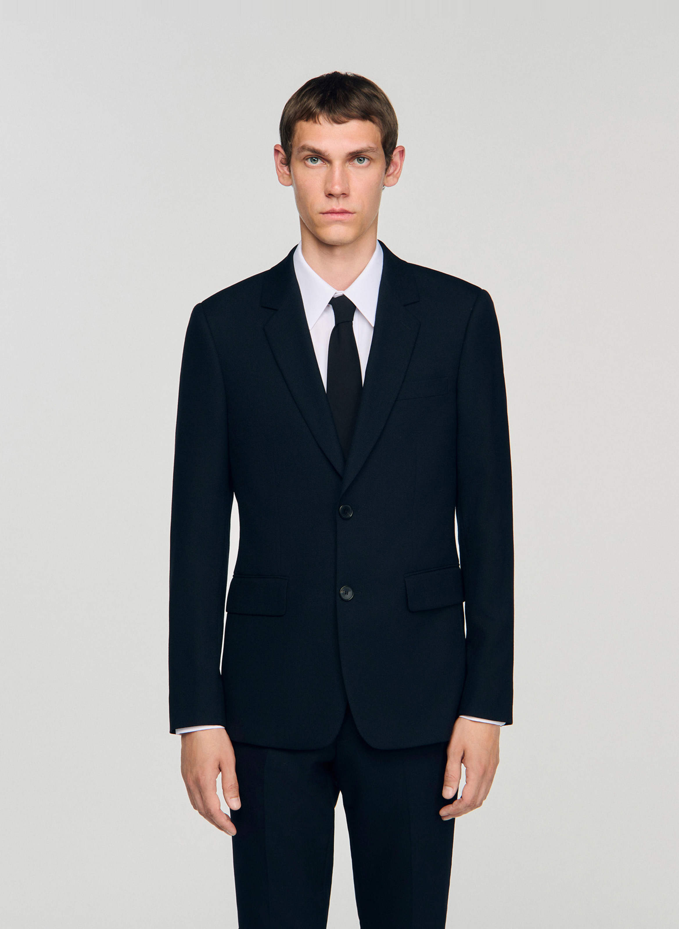 Veste col tailleur en laine SANDRO Bleu