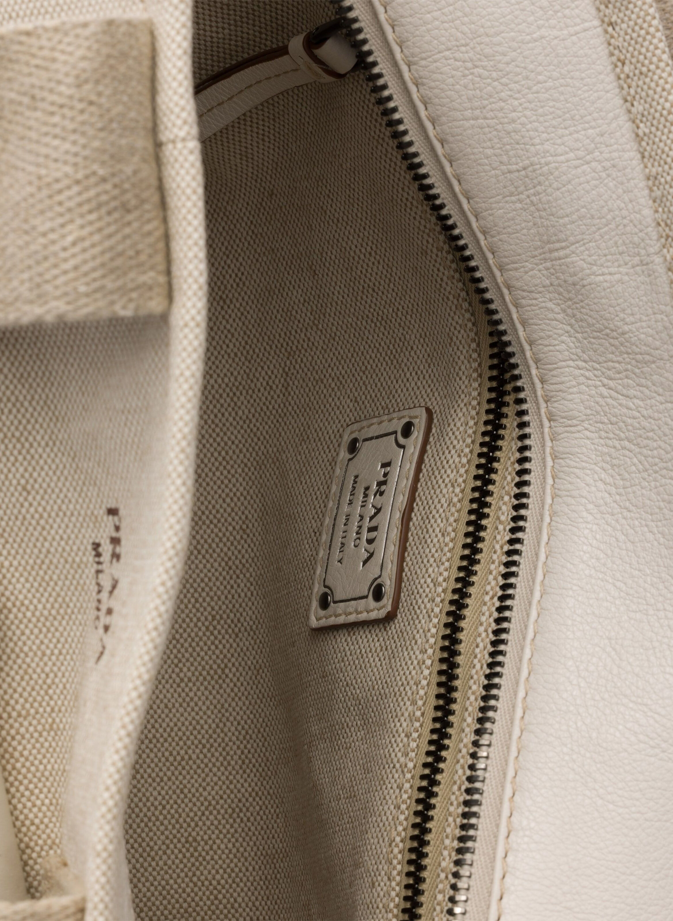 Cabas prada route en toile et cuir PRADA Beige