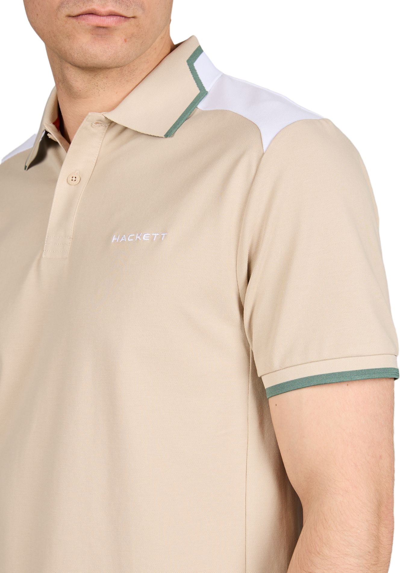 Polo droit en coton mélangé HACKETT Beige