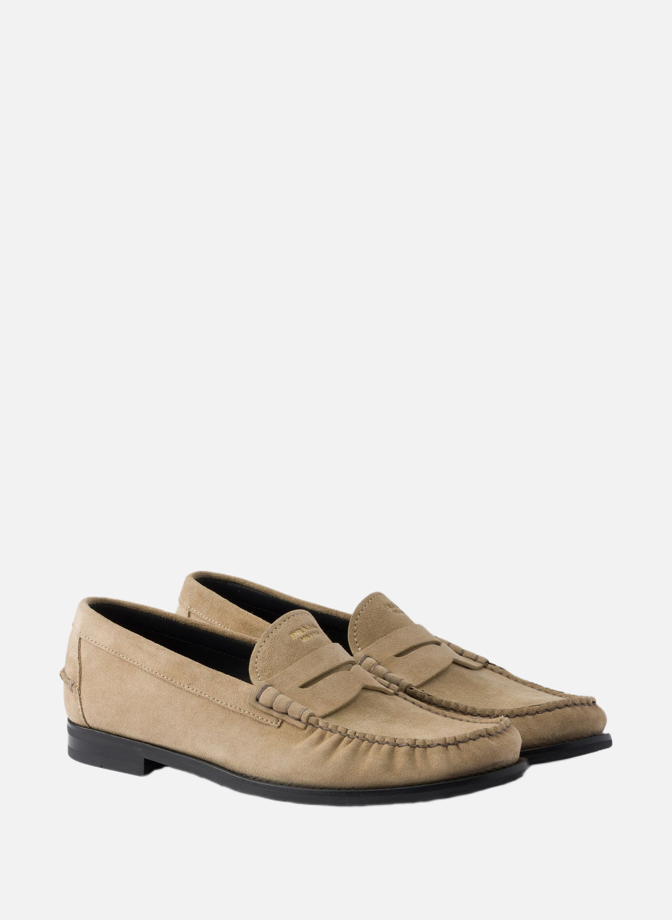 Mocassins en veau velours à l’effet vintage PRADA Beige