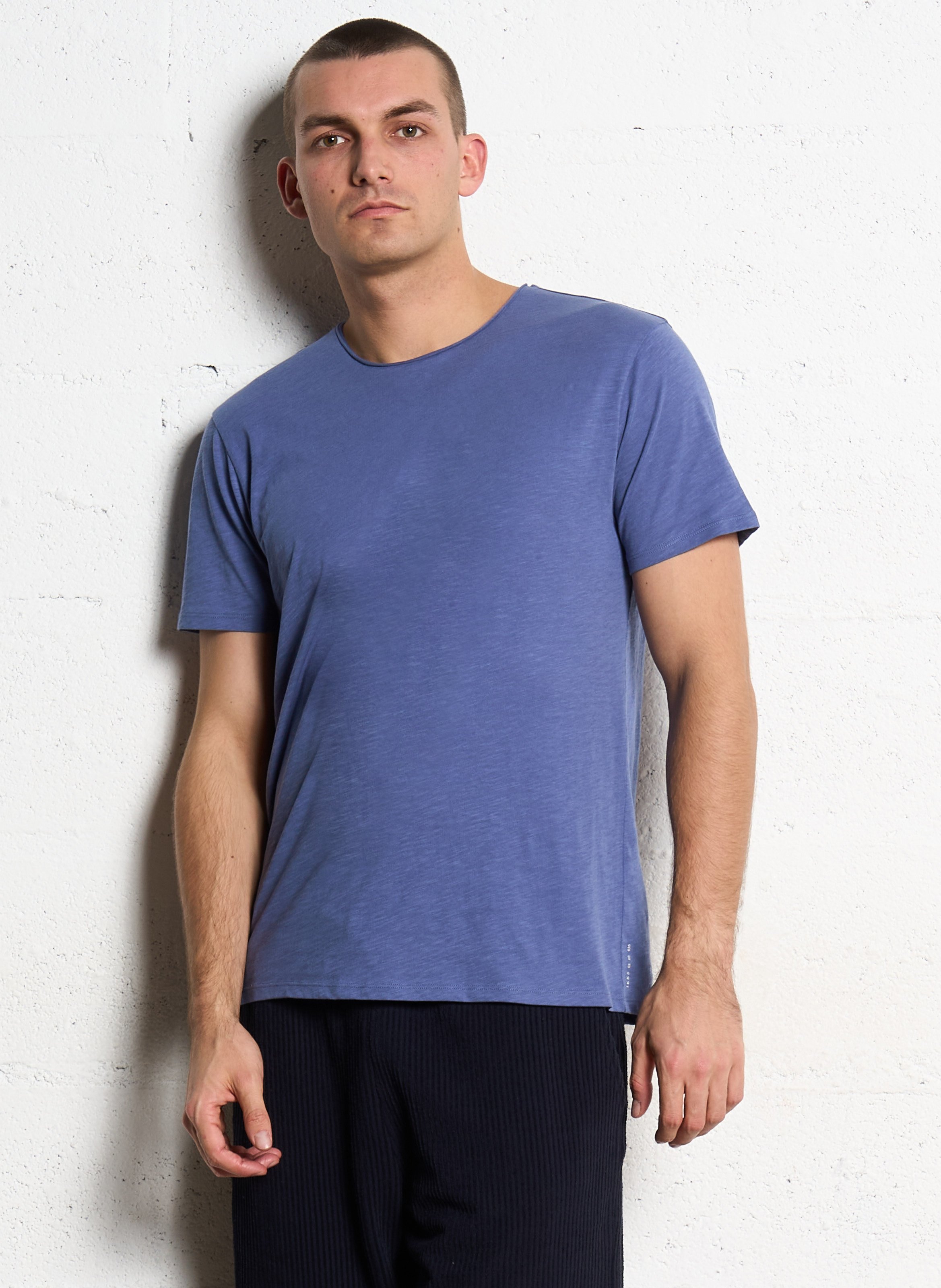 Tee-shirt droit col rond en coton IKKS Bleu