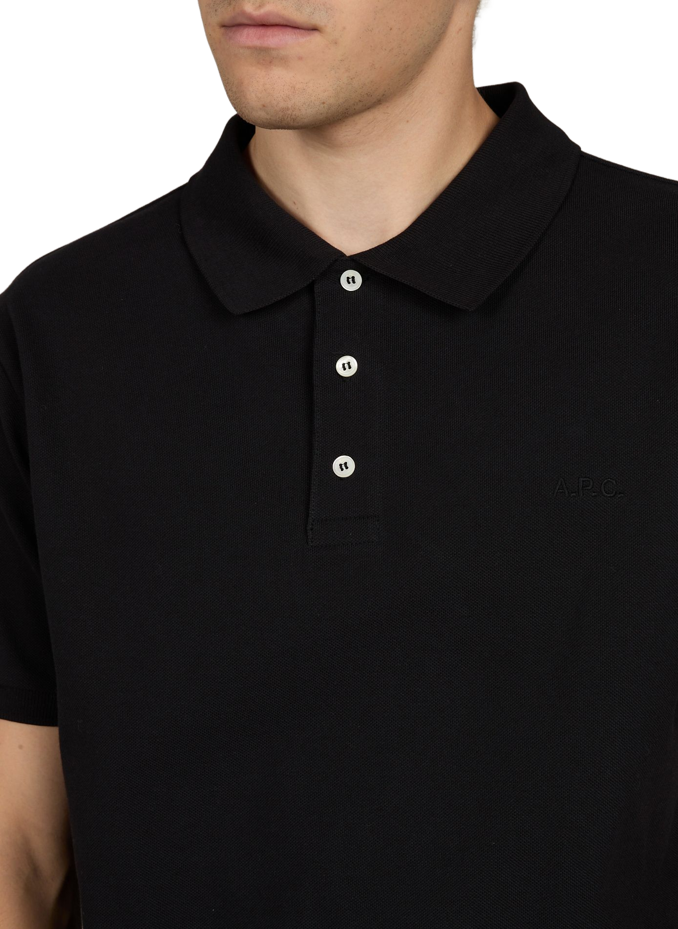 Polo droit en coton  A.P.C. Noir