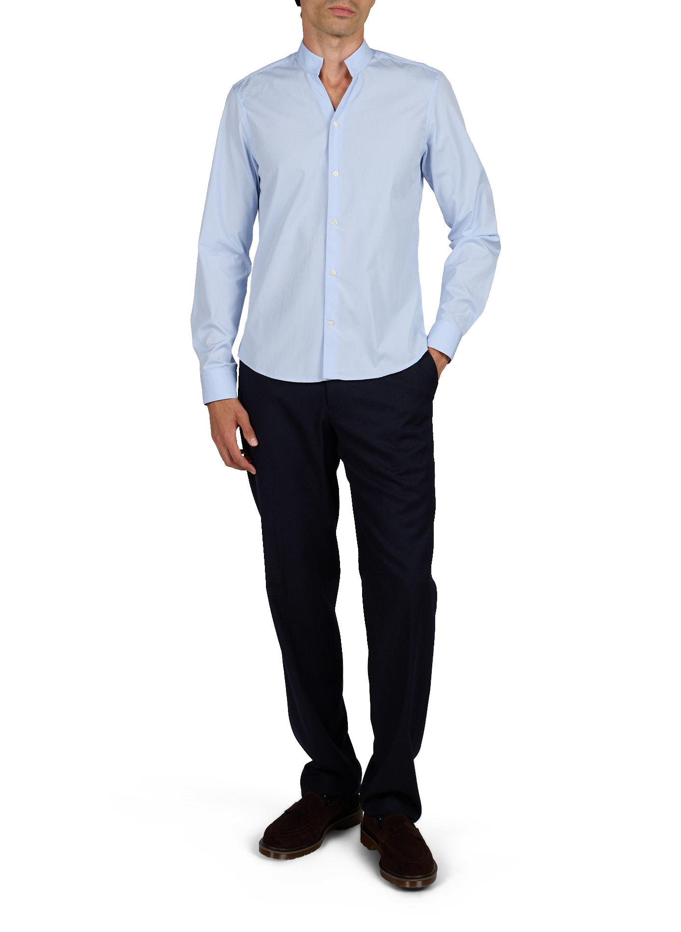 Fitted cotton Shirt AU PRINTEMPS PARIS Blue