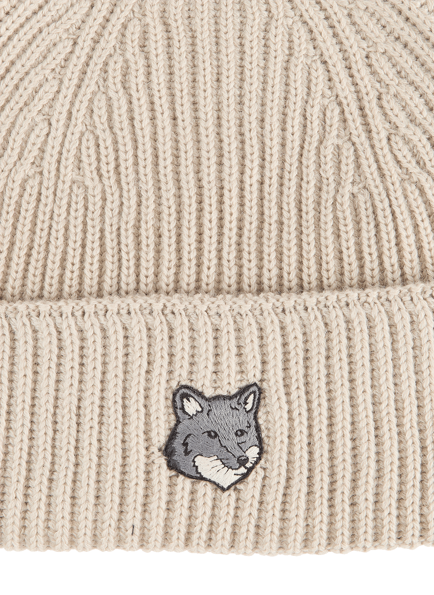 Ribbed wool beanie MAISON KITSUNÉ Beige
