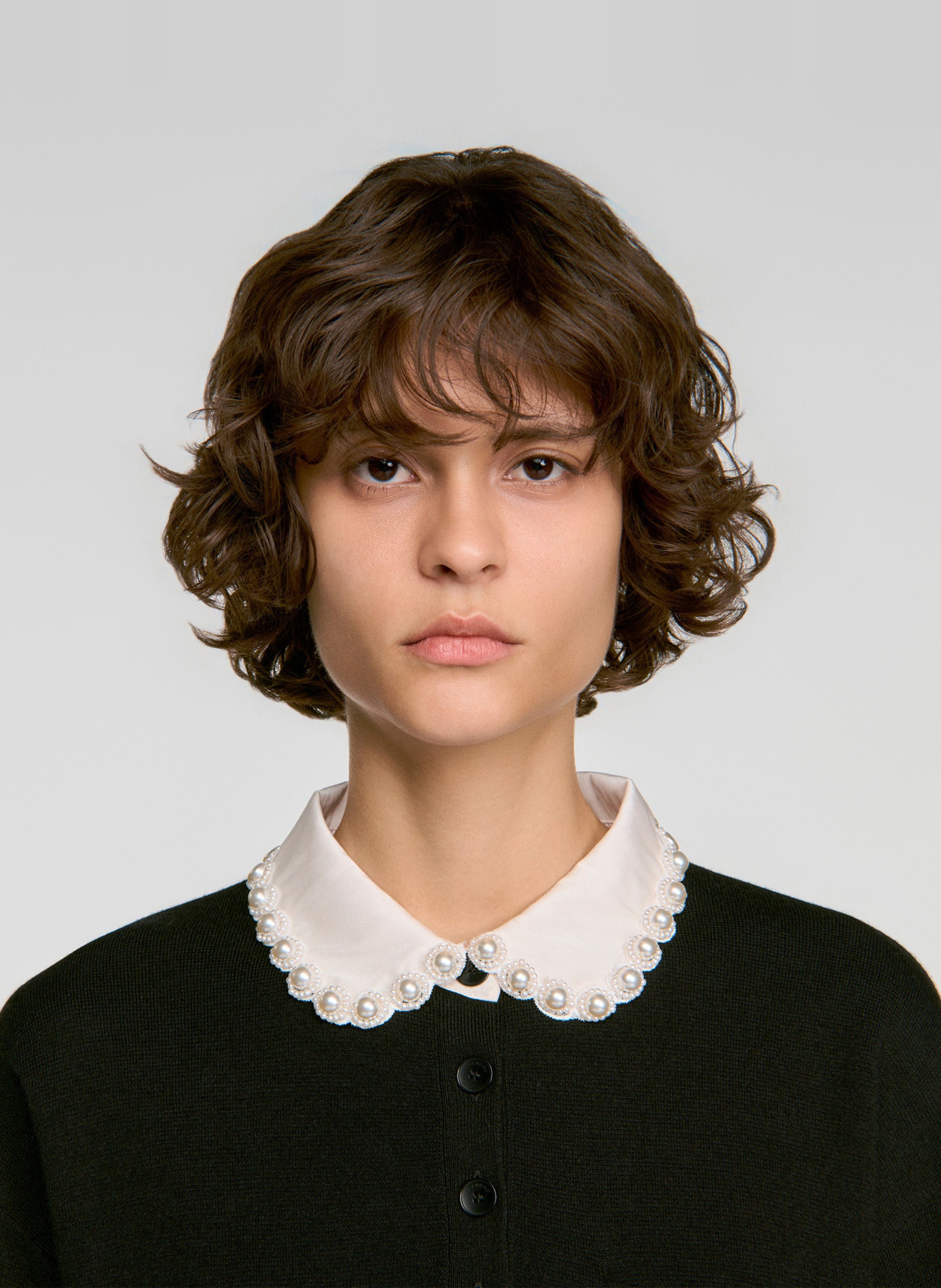Pull droit en laine mélangée SANDRO Noir