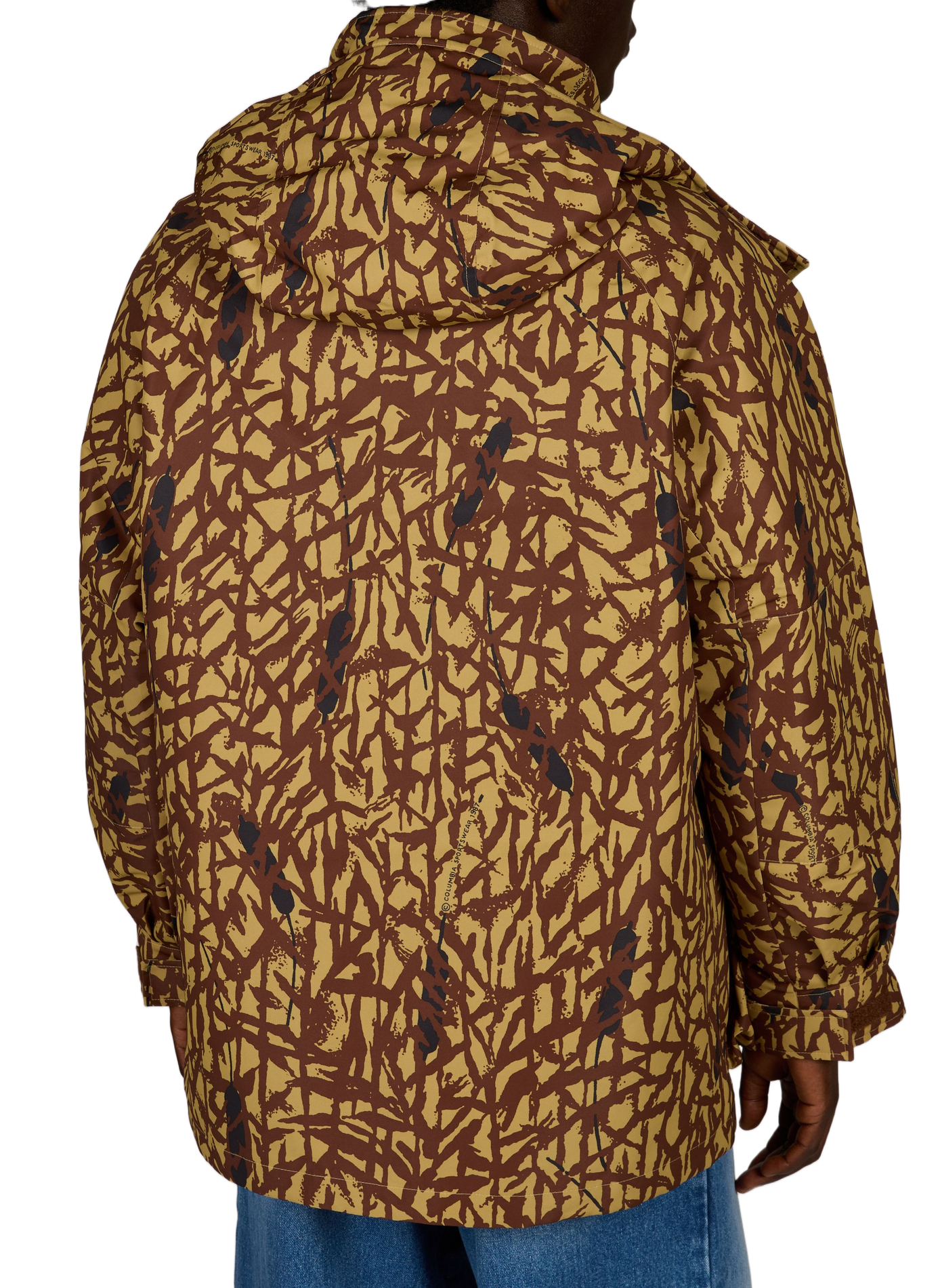 Straight printed hooded puffer jacket COLUMBIA Brown