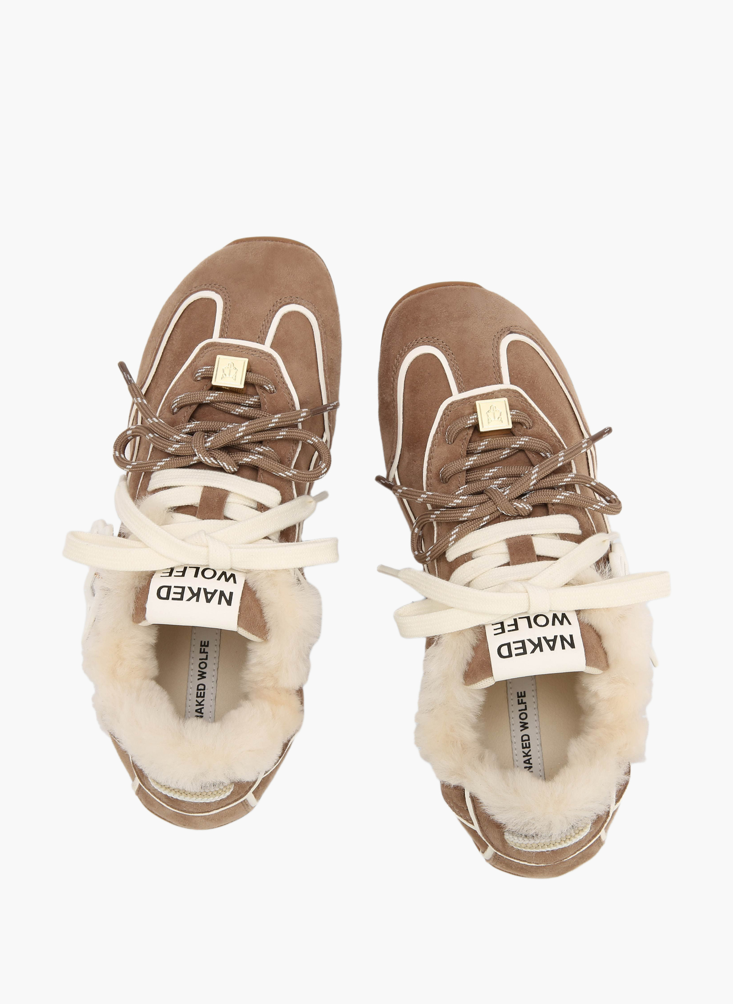 Soul-sneakers van schapenvacht NAKED WOLFE Bruin