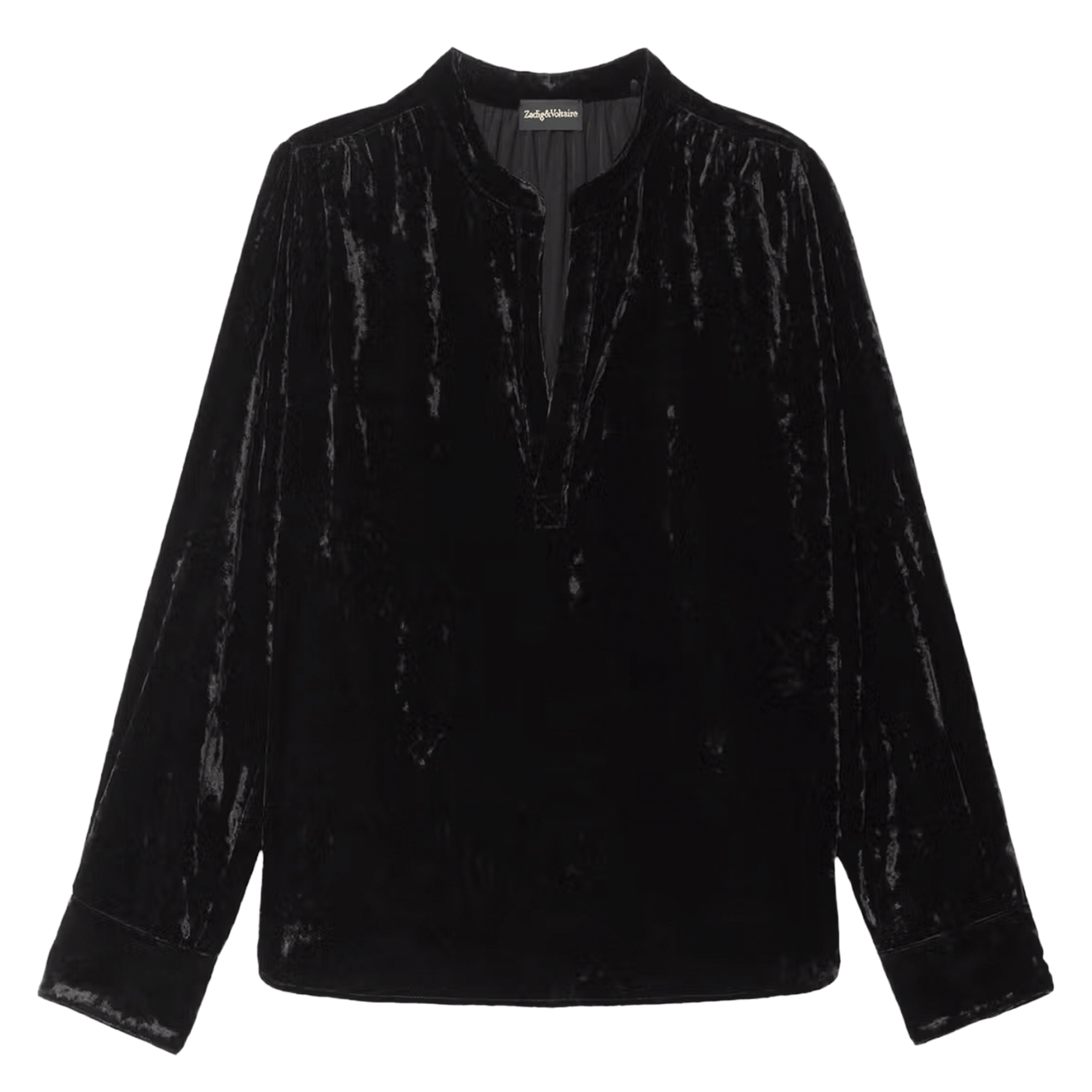 Blouse col tunisien en velours uni tinky ZADIG&VOLTAIRE Noir