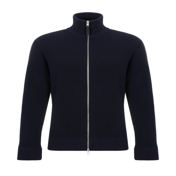 Shop Maison Margiela Cotton And Wool Cardigan In Blue