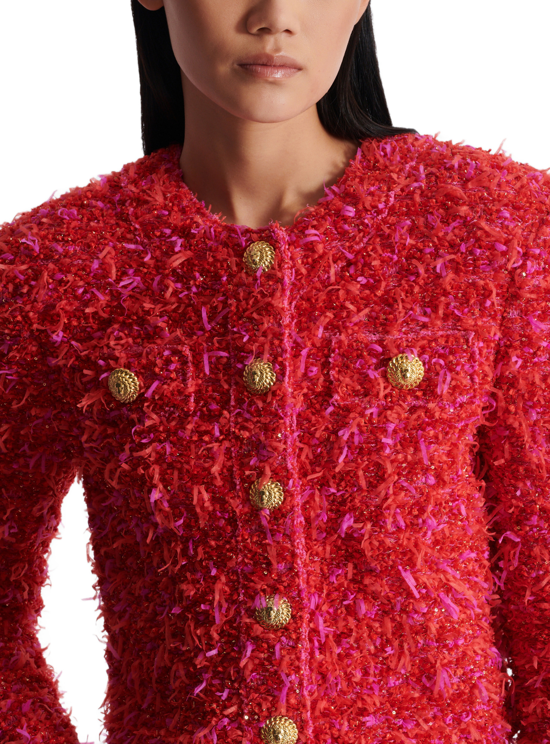 Veste courte en tweed BALMAIN Rouge