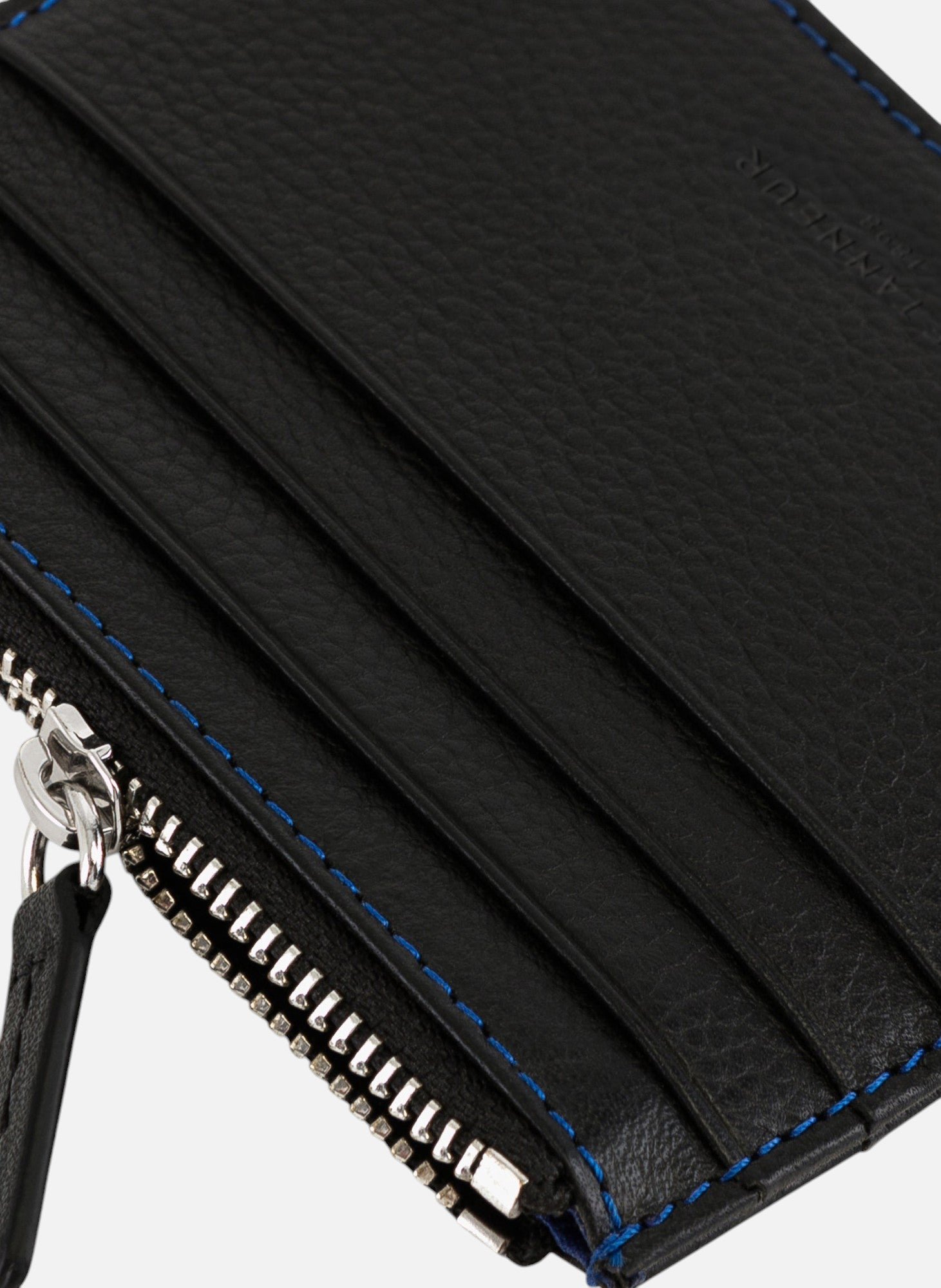 Porte cartes zippé charles en cuir grainé LE TANNEUR Noir