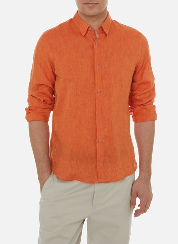 Cotton and wool-blend shirt Orange by JAGVI RIVE GAUCHE JAGVI RIVE GAUCHE Cotton and wool-blend shirt Orange