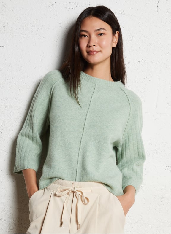Pull col rond en laine mélangée stanley Vert by MAISON 123 MAISON 123 Pull col rond en laine mélangée stanley Vert