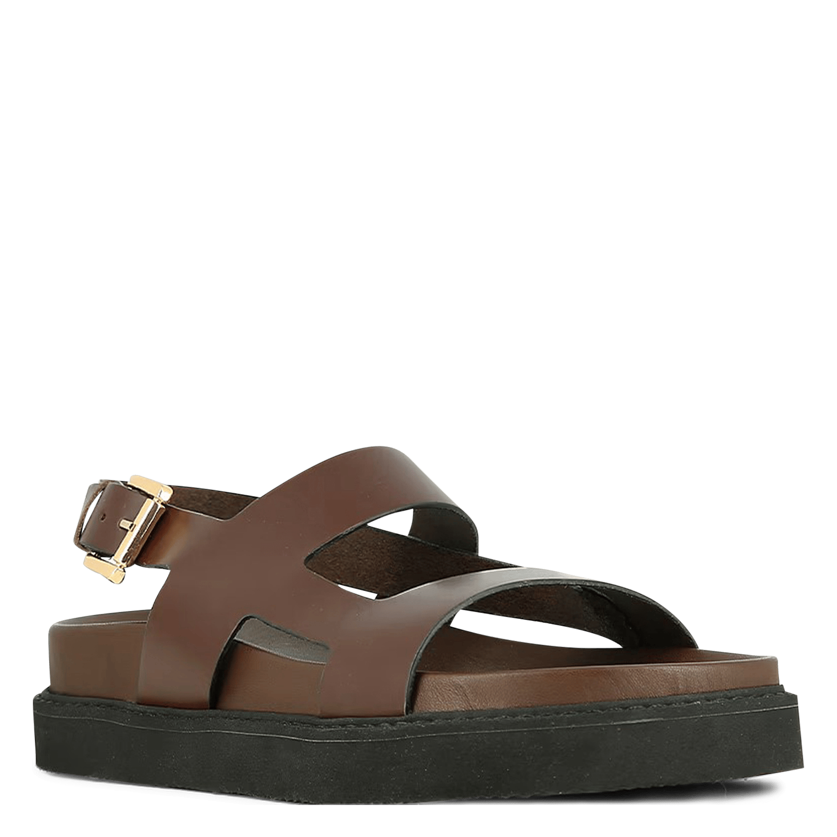 Sandales plates en cuir lagune JONAK Marron