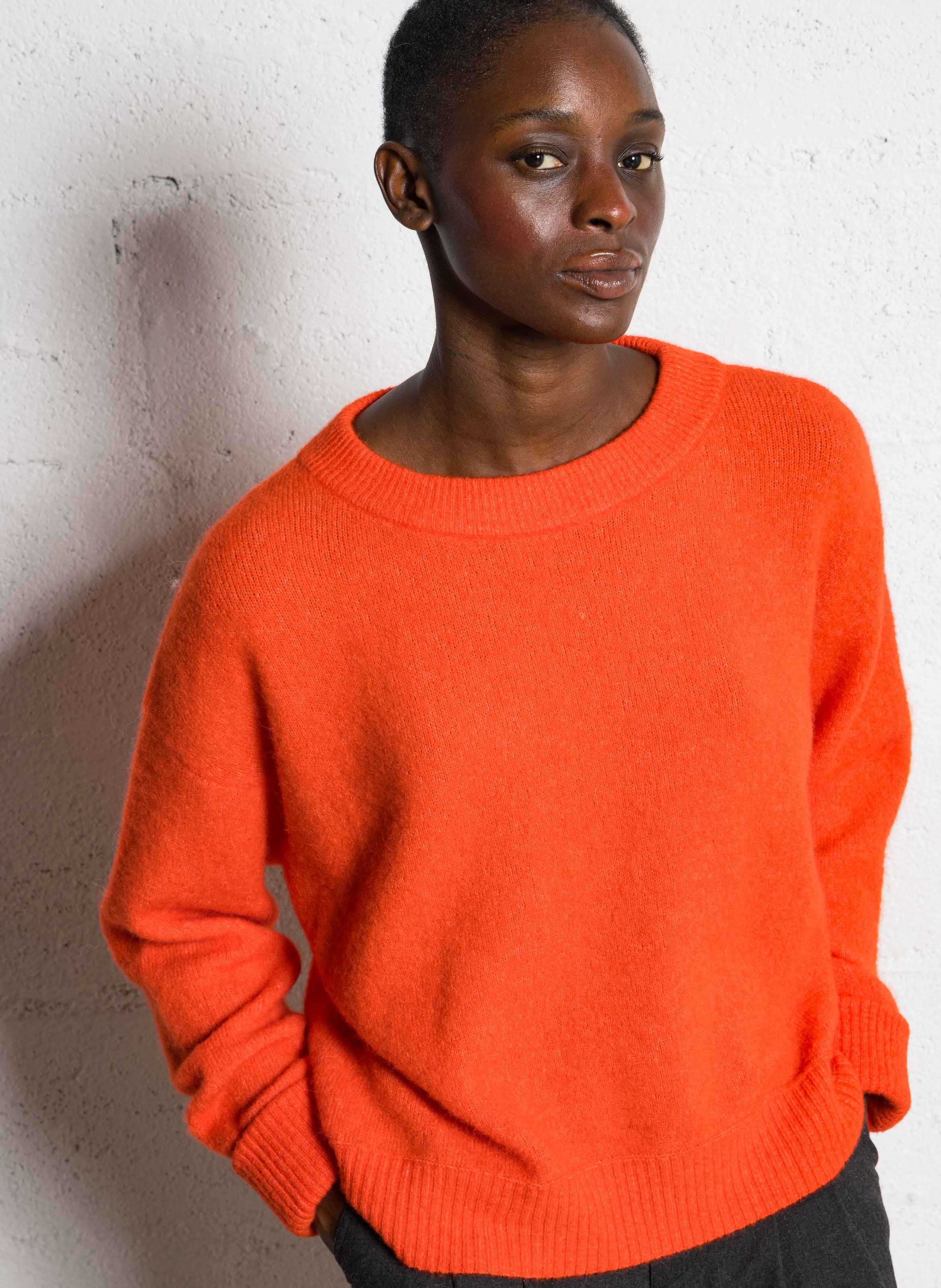 Pull ample col rond en laine mélangée vitow  Gaspacho chine