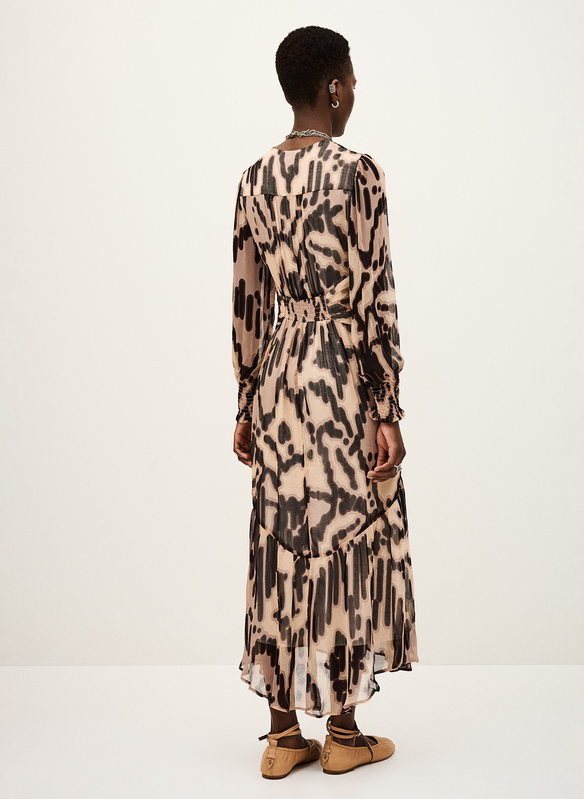 Robe midi imprimée décolleté v amor BA&SH Rose