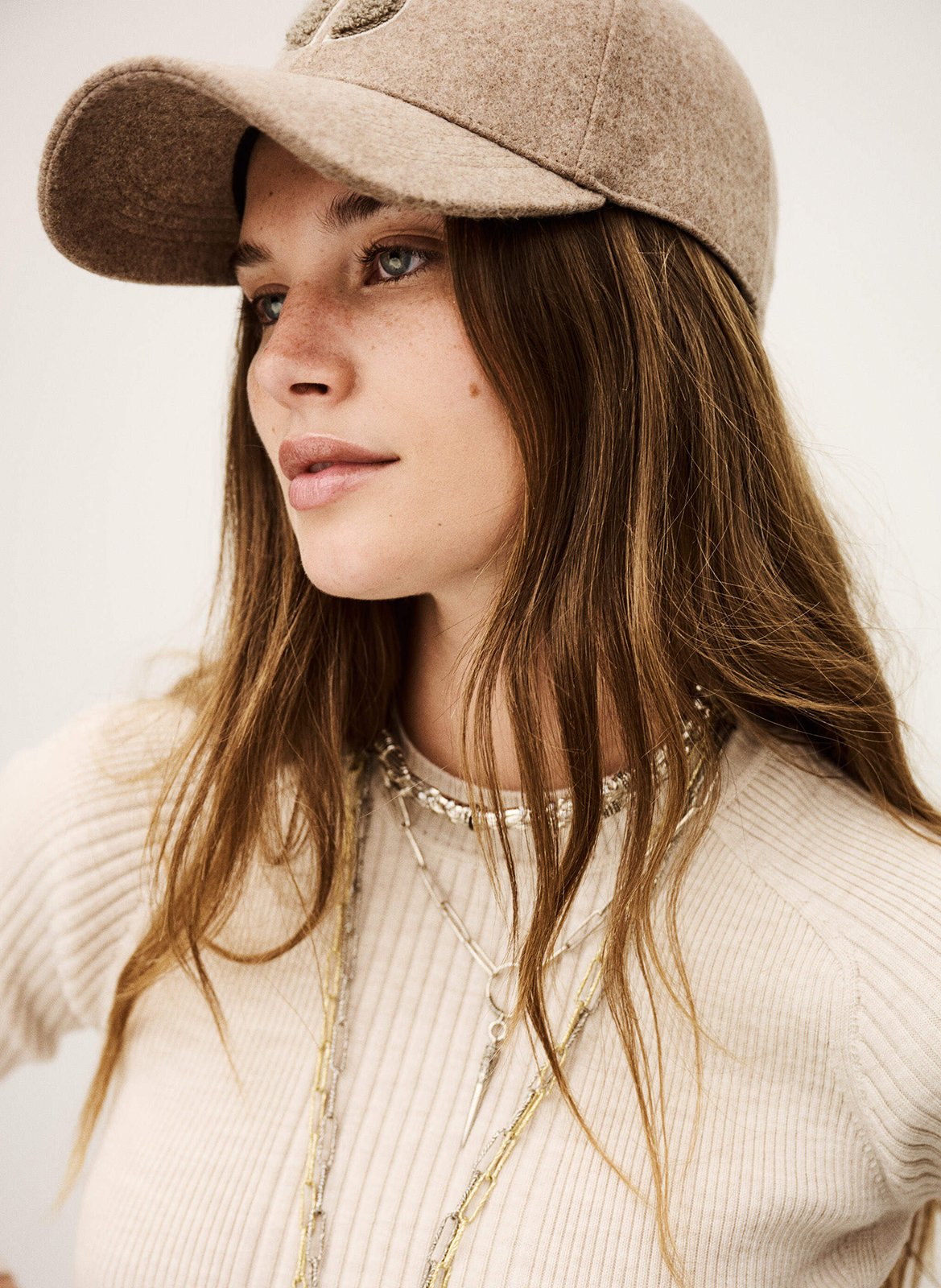 Pull col rond droit en laine banny BA&SH Beige