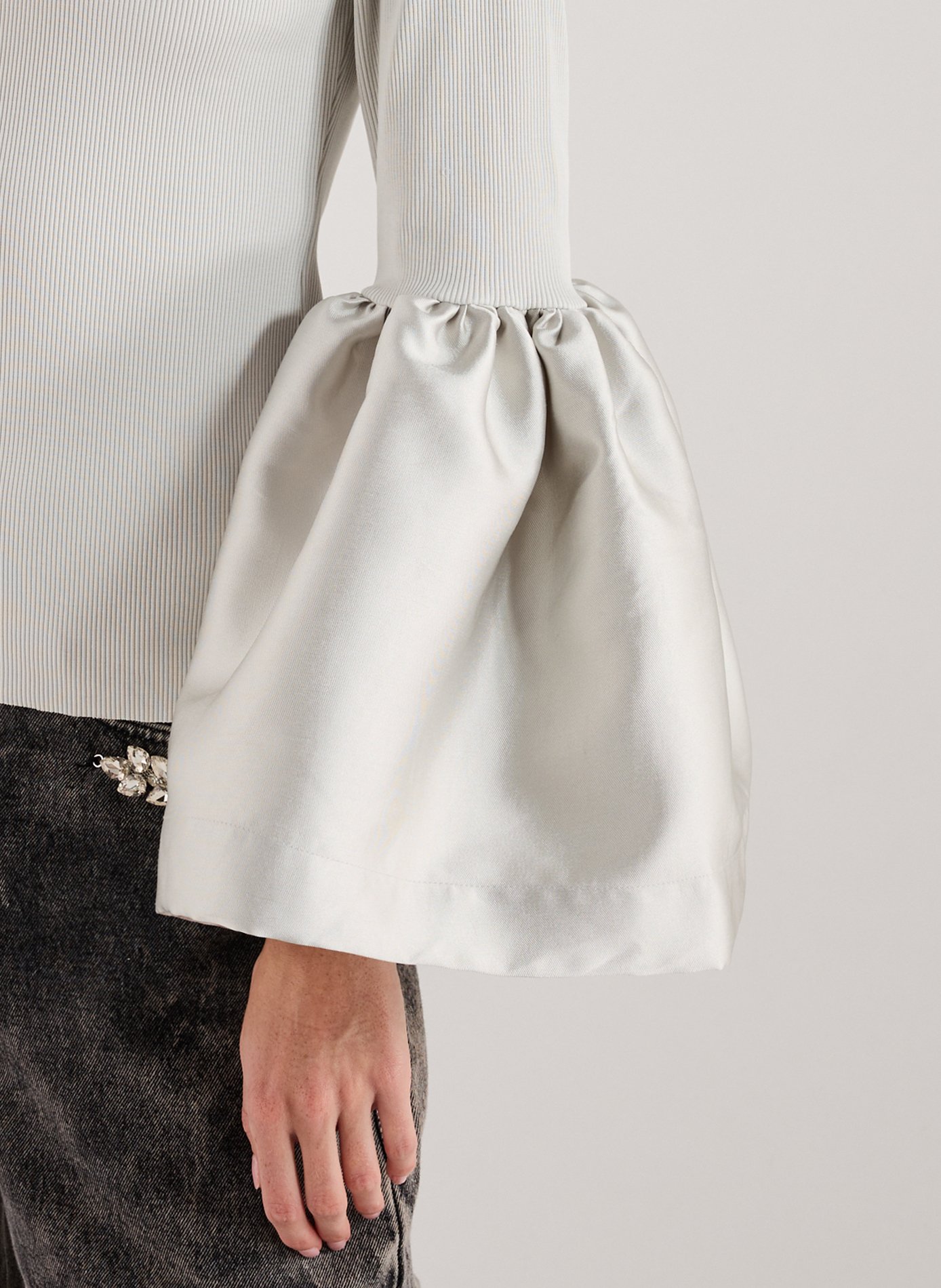 Top col montant à manches bouffantes en coton MARQUES ALMEIDA Argent