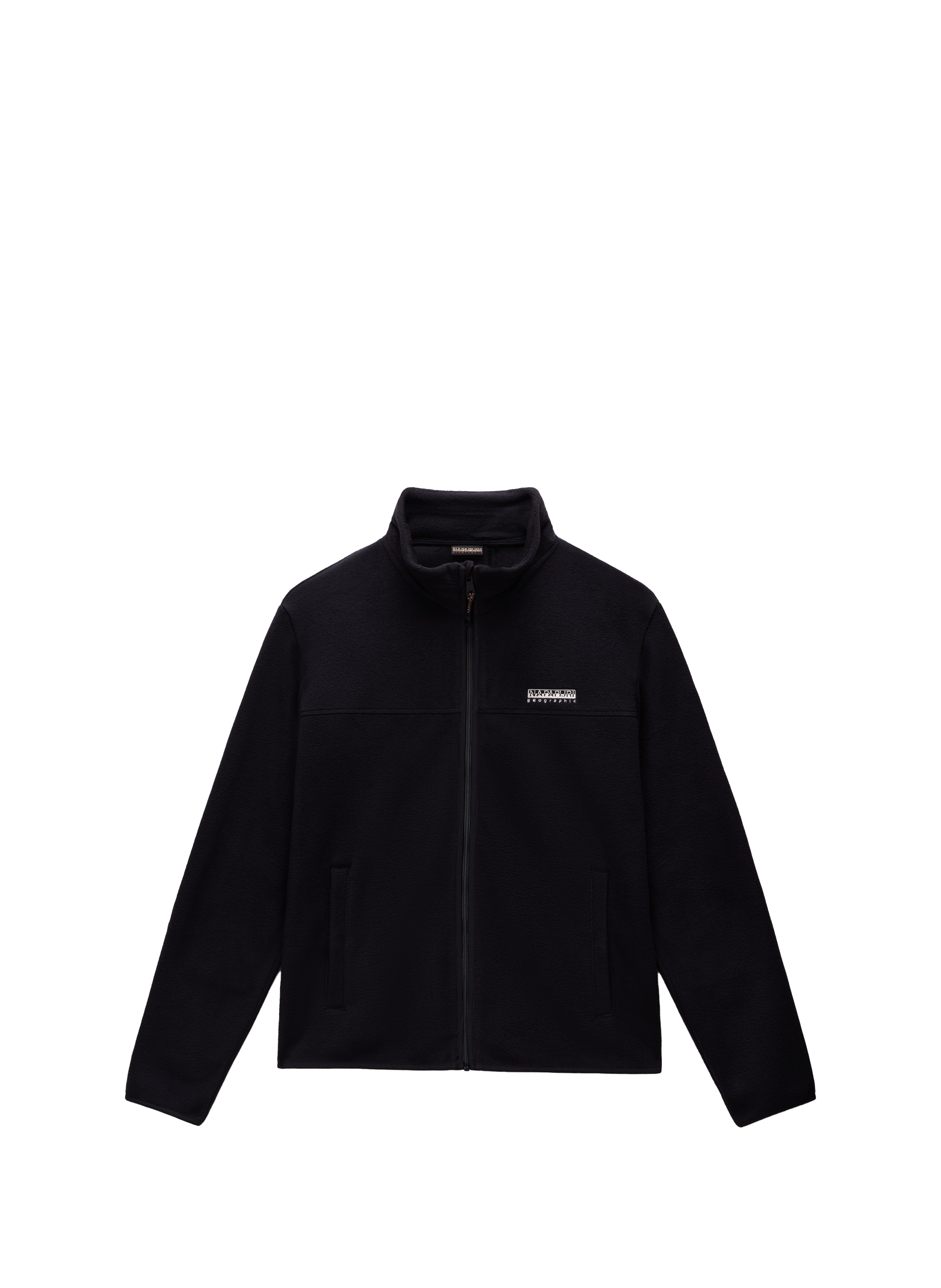 Straight fleece sweater with high collar in blended cotton NAPAPIJRI Black