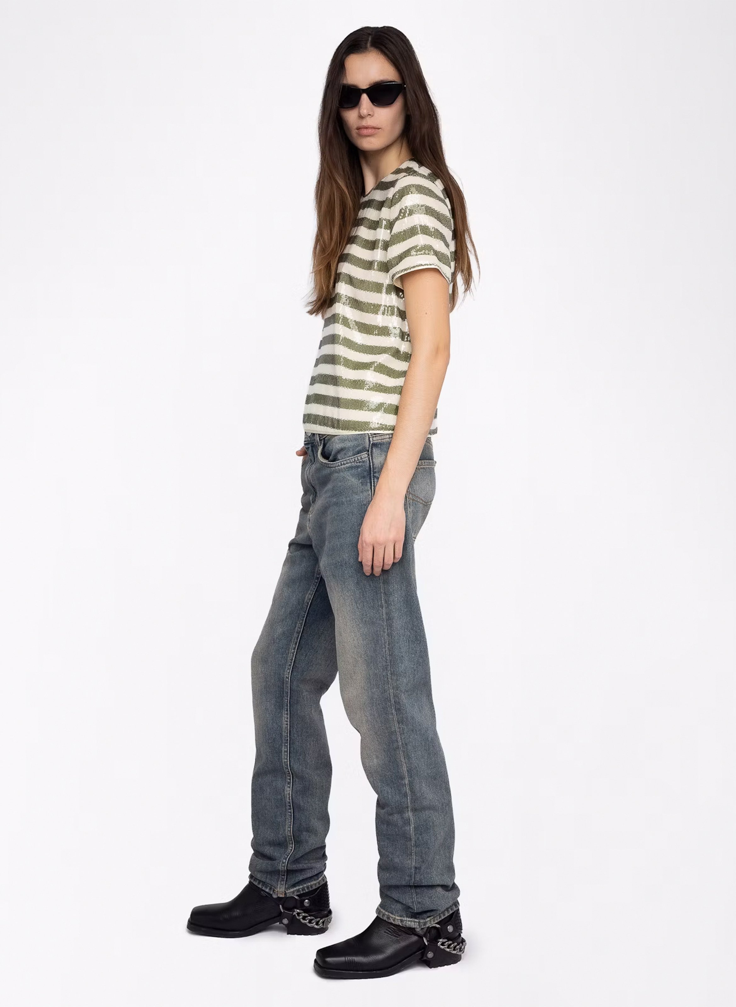 Top col rond à sequins tchao ZADIG&VOLTAIRE Vert