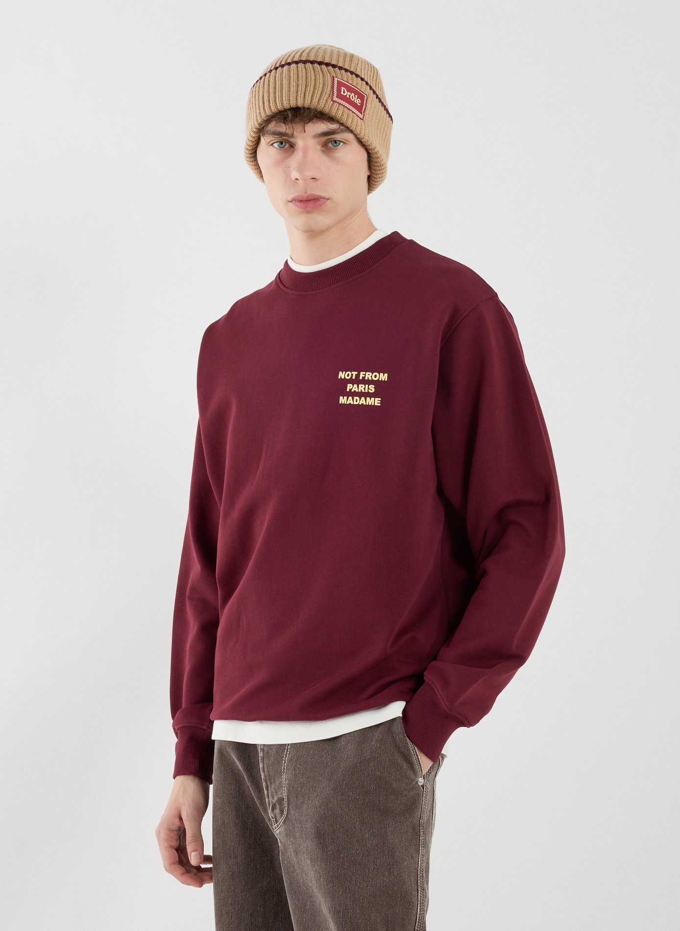 Sweat col rond en coton DROLE DE MONSIEUR Rouge