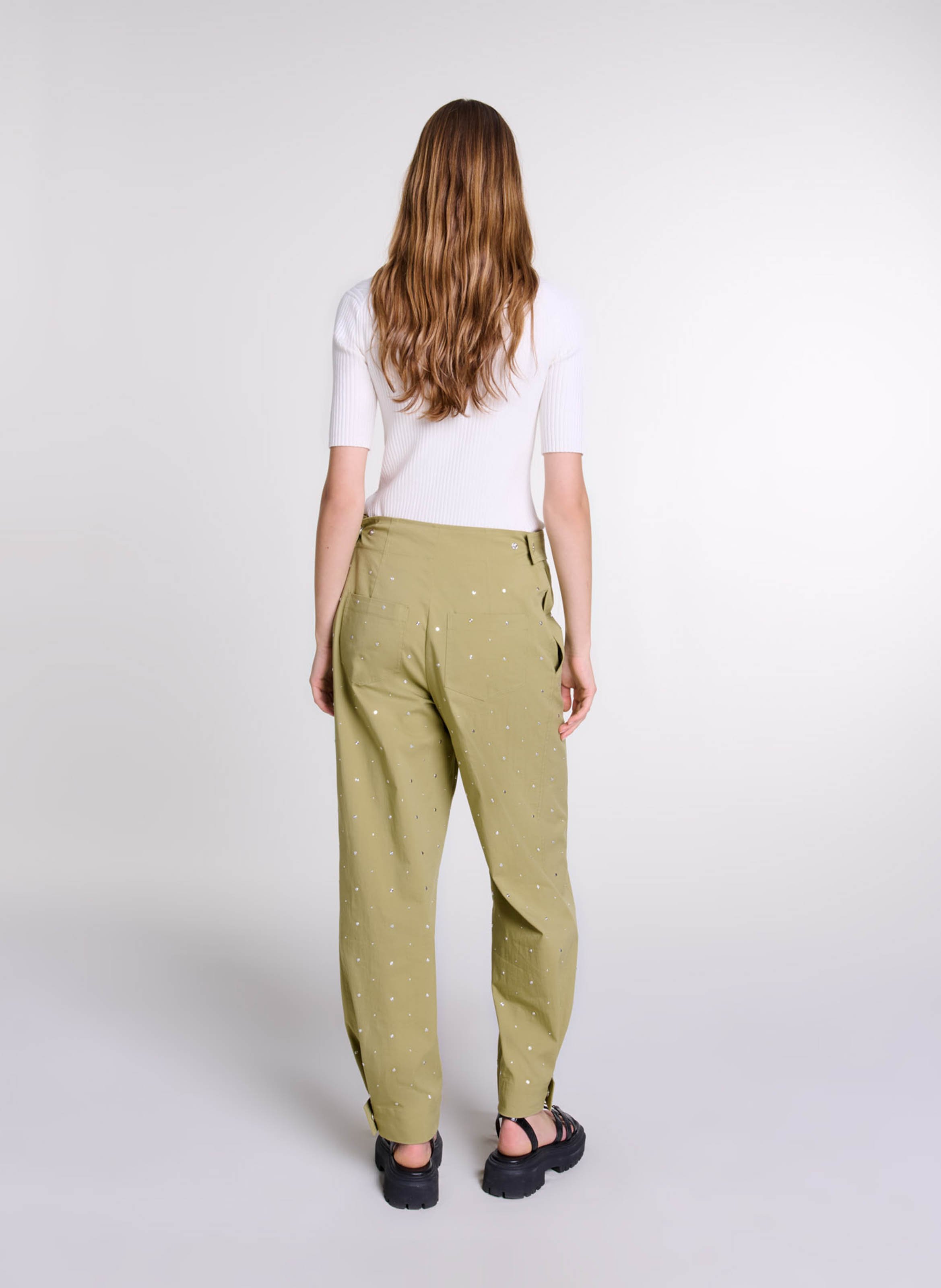 Top col rond en coton mélangé MAJE Beige