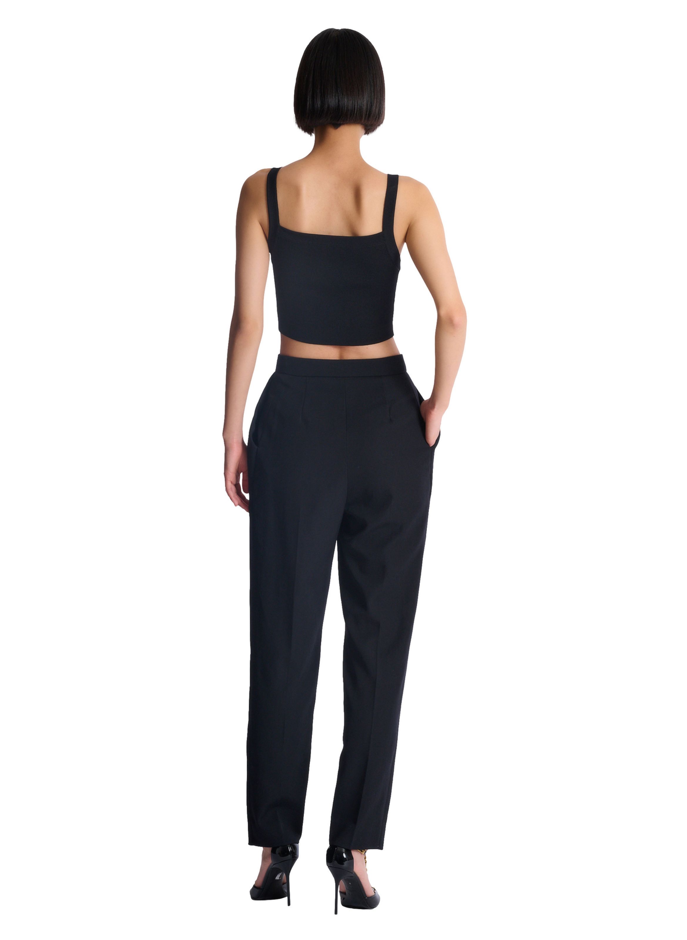 Top brassière en maille à boutons BALMAIN Noir