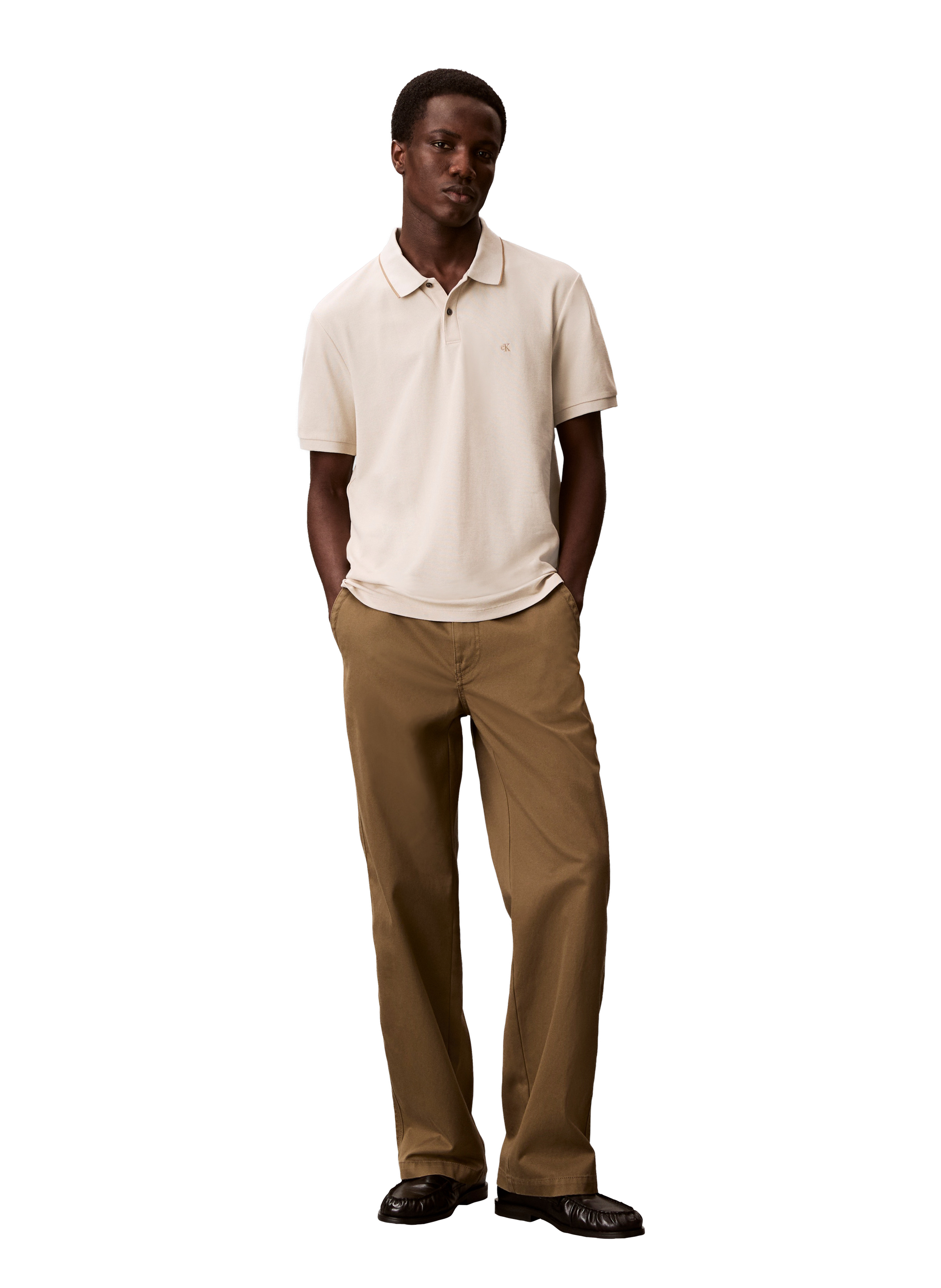 Polo à manches courtes en coton CALVIN KLEIN Beige