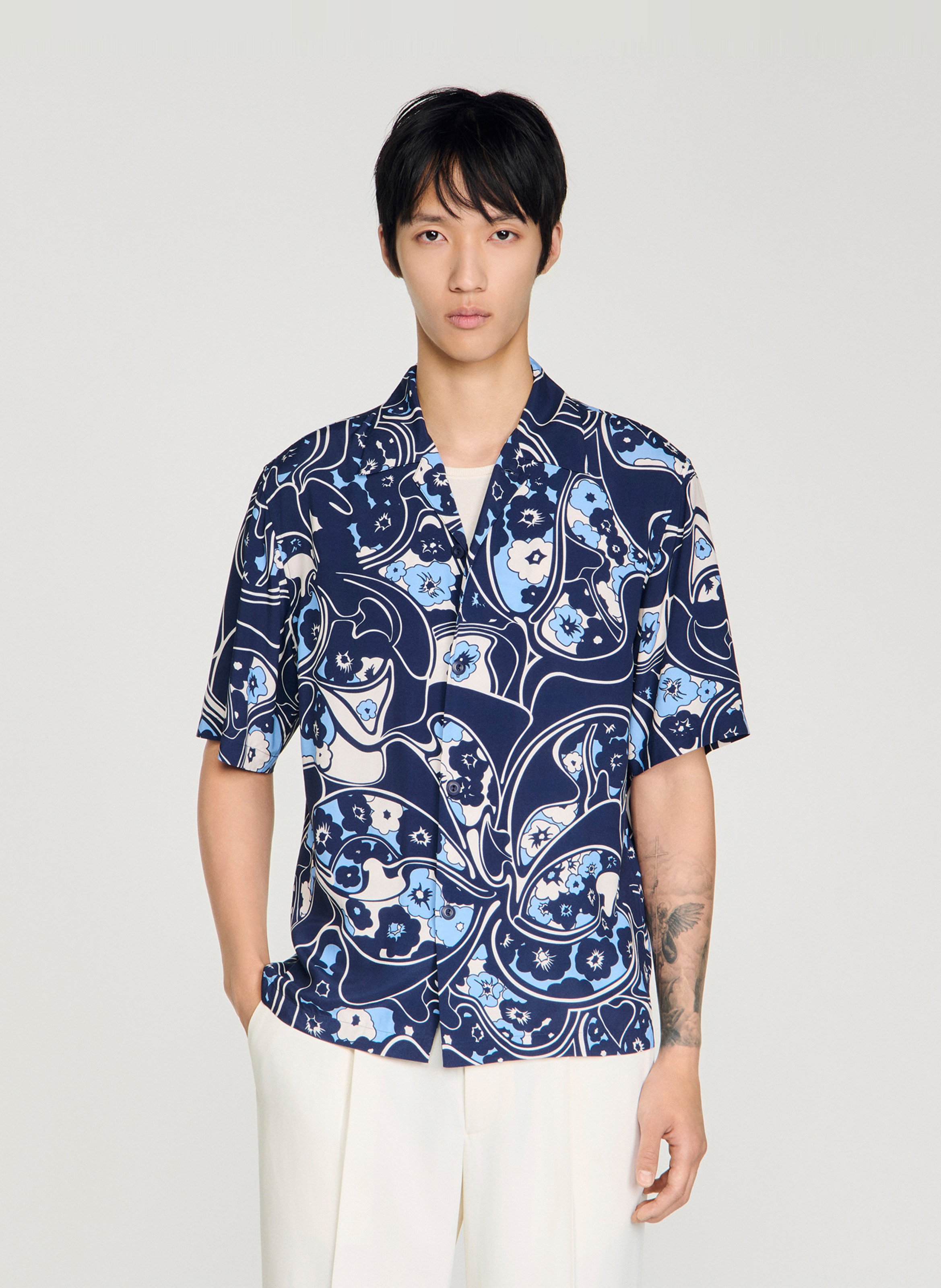 Chemise à imprimé floral SANDRO Bleu