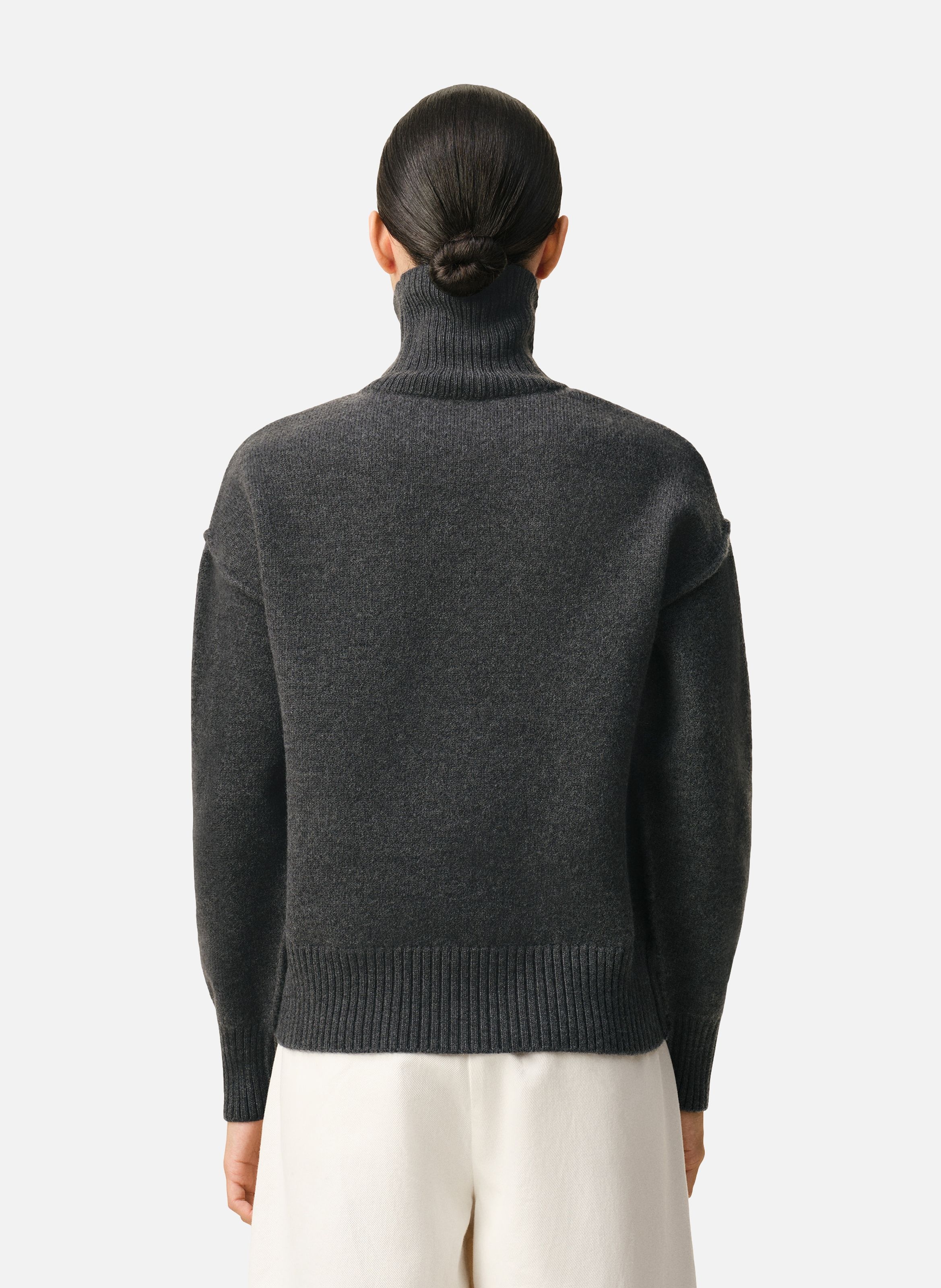 Pull Col Cheminée Ami De Coeur En Laine unisexe AMI PARIS Gris