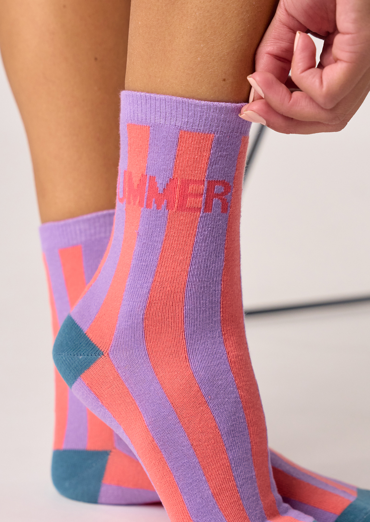 Chaussettes en coton peigné rayées BILLYBELT Violet