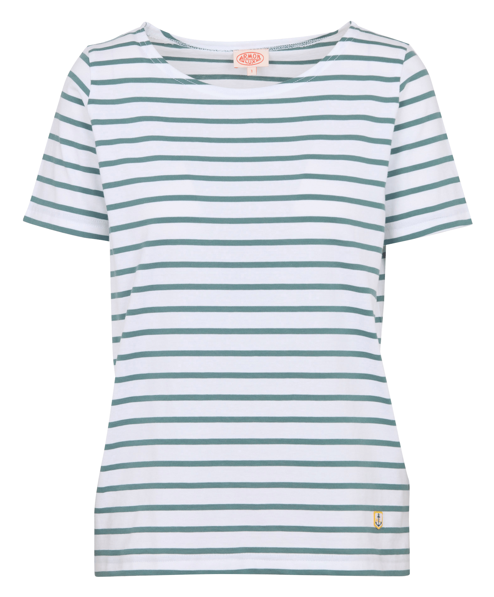 Tee-shirt col rond à rayures en coton ARMOR-LUX Blanc