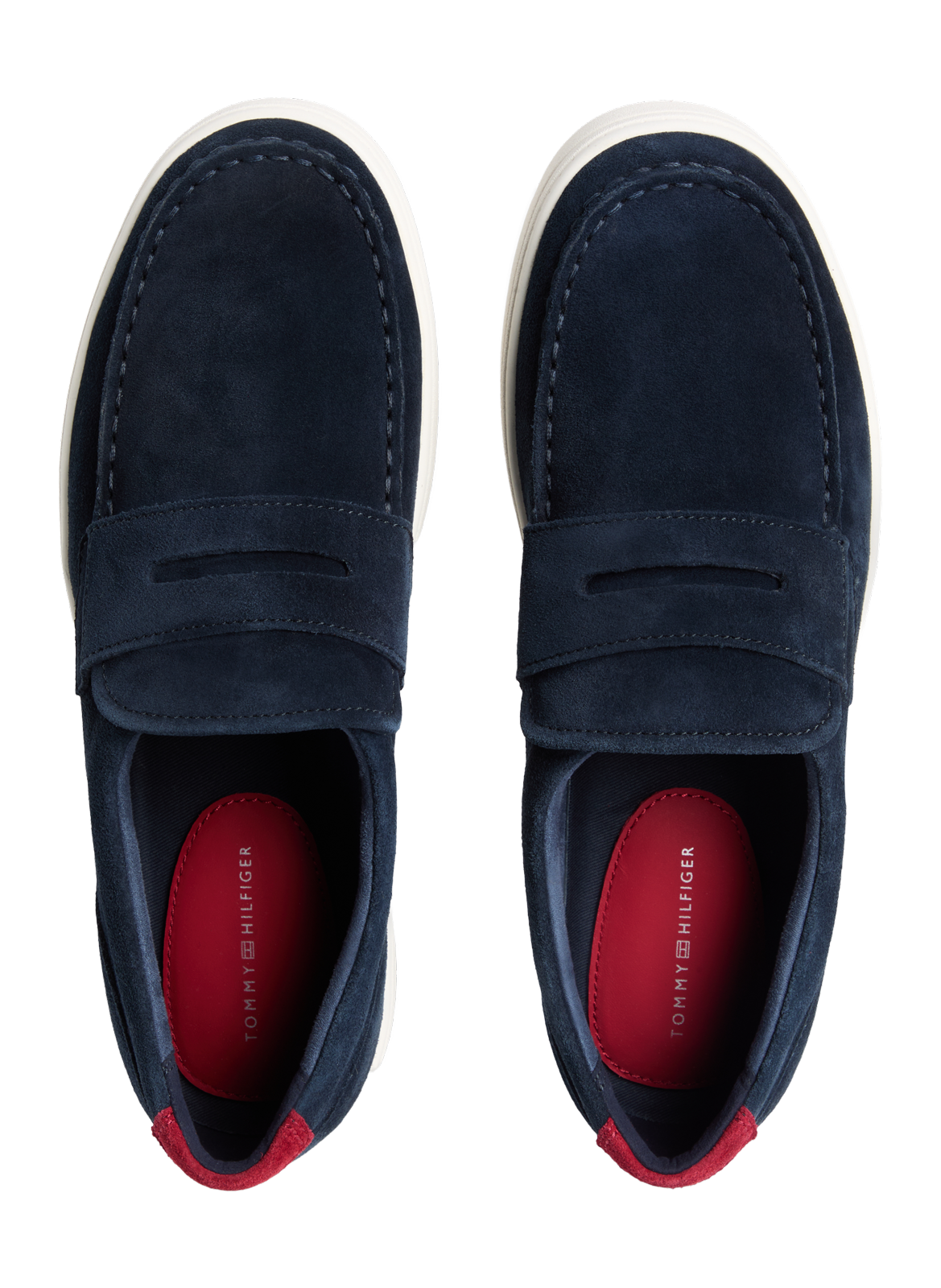 Mocassins en daim à surpiqûres et logo TOMMY HILFIGER Bleu
