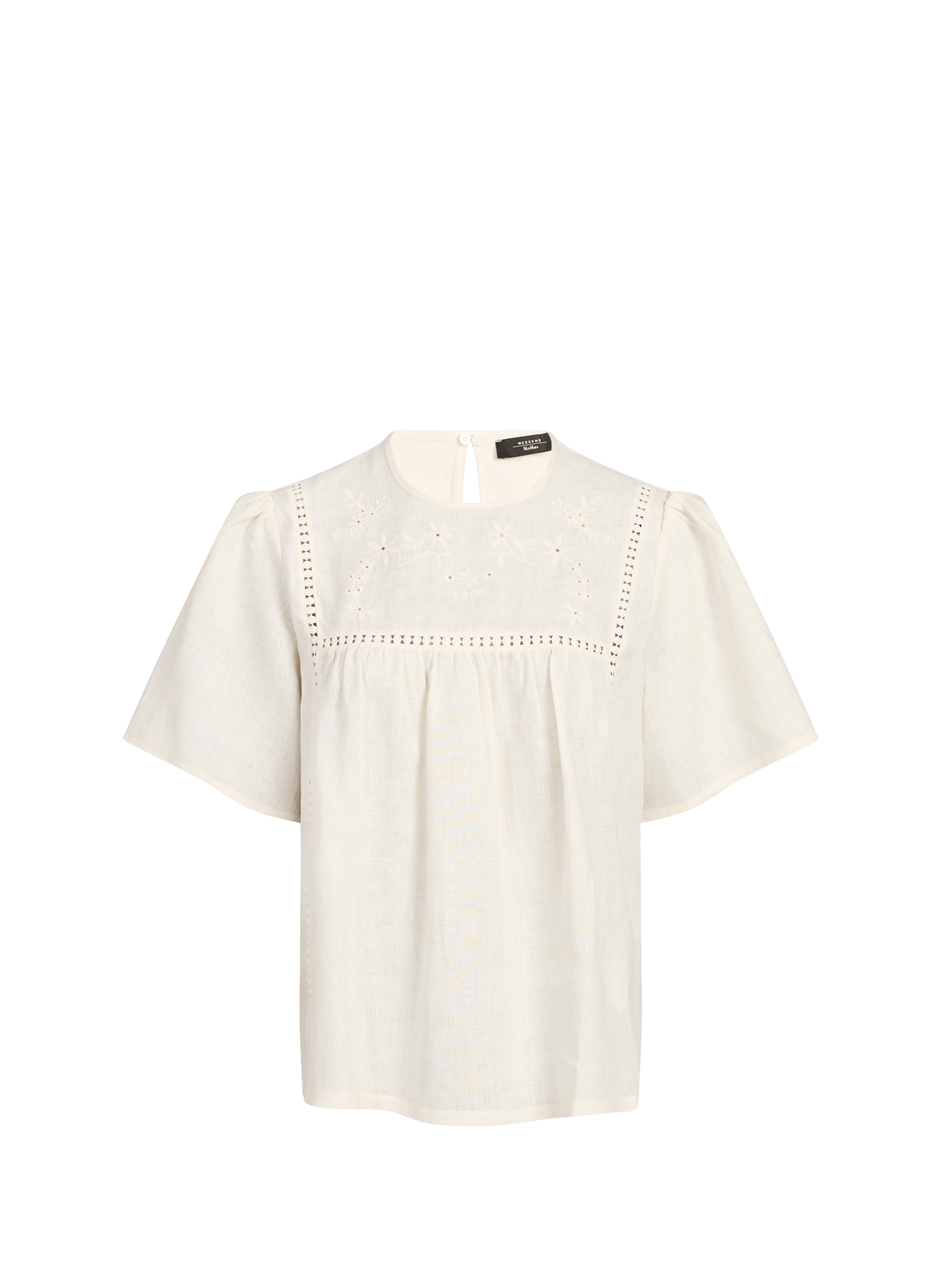 Top fluide brodé en lin MAX MARA WEEK END Beige